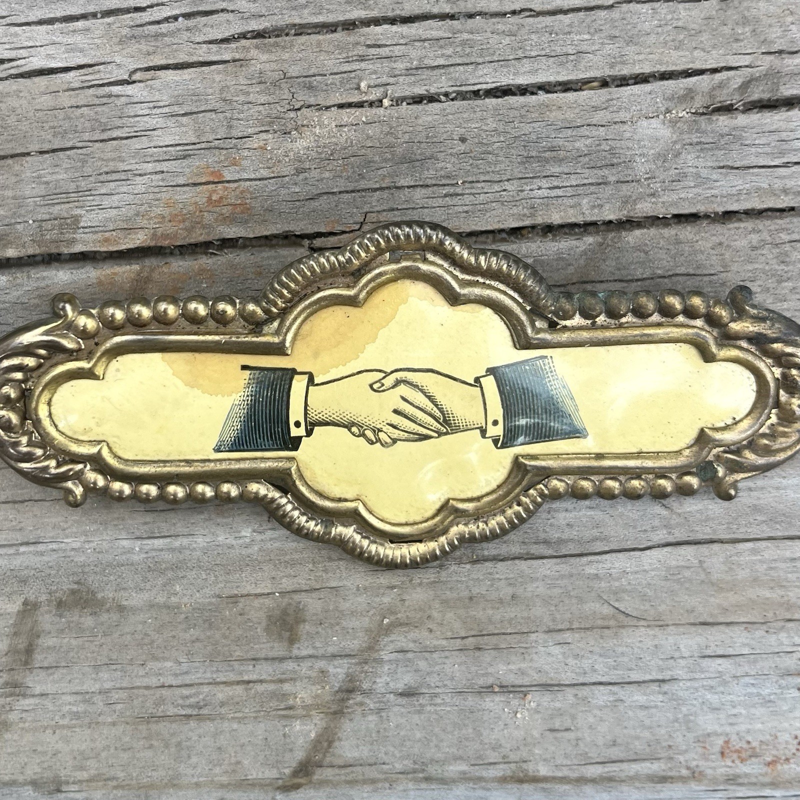 Antique Victorian Masonic Oddfellows Handshake Fraternal Brooch Pin Freemason
