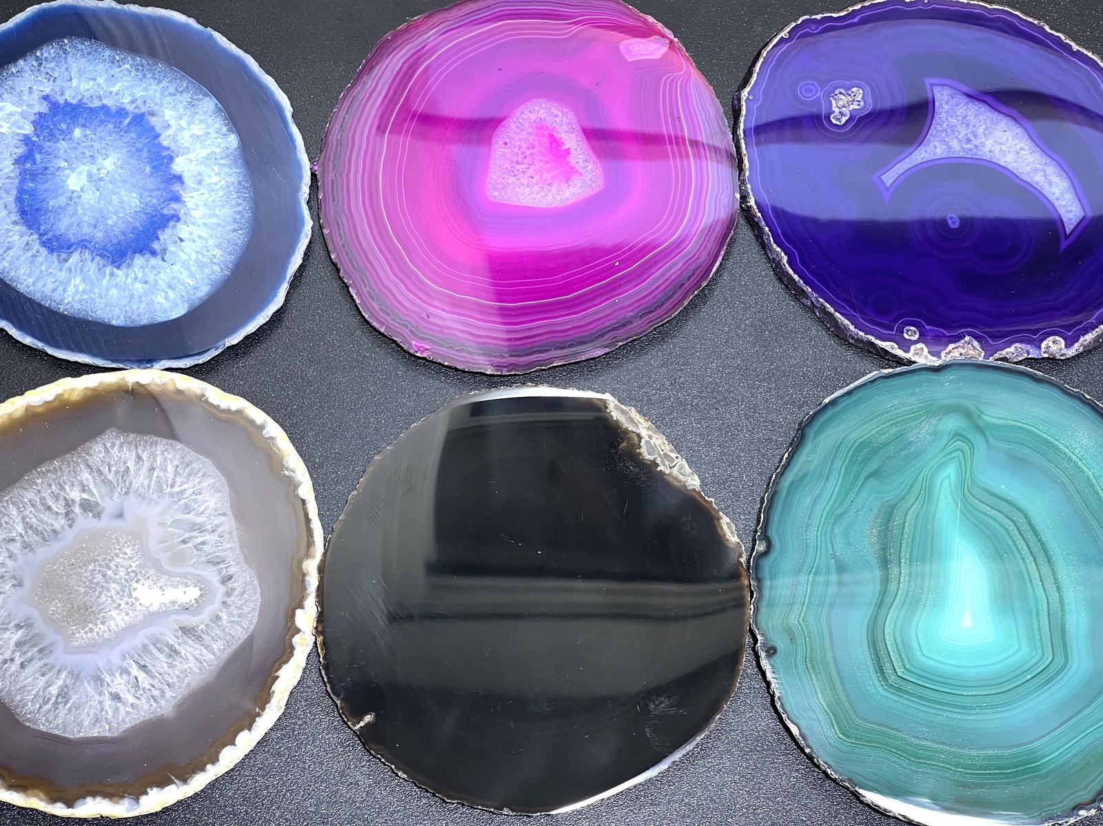 Large Round Circular Agate Slices (2 Pounds)(4.5 - 5.5 Inches)(Size #5) Two LBs