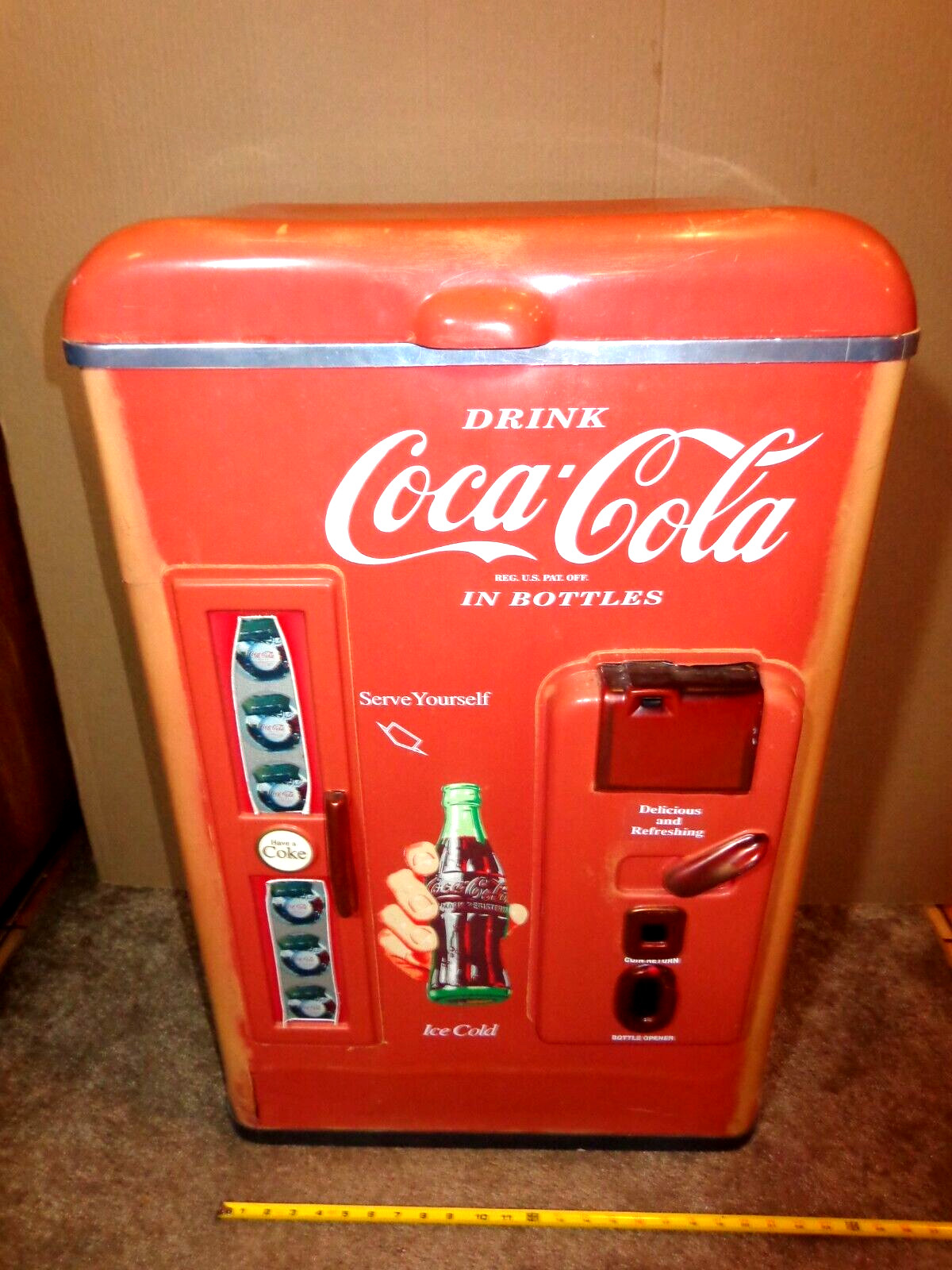VINTAGE 1989-1990 COCA-COLA PLASTIC COOLER RETRO NOSTALGIA - 21 x 12 x 34 in -L7