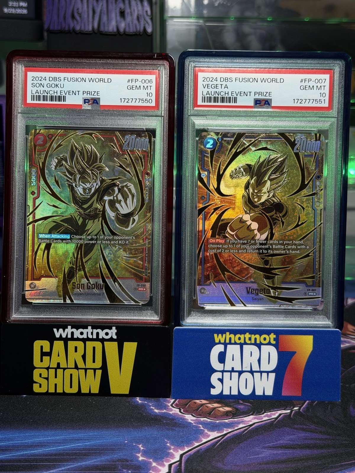 PSA 10 DBS Fusion World Event Prize Son Goku FP-006 Vegeta FP-007 SEQUENTIAL