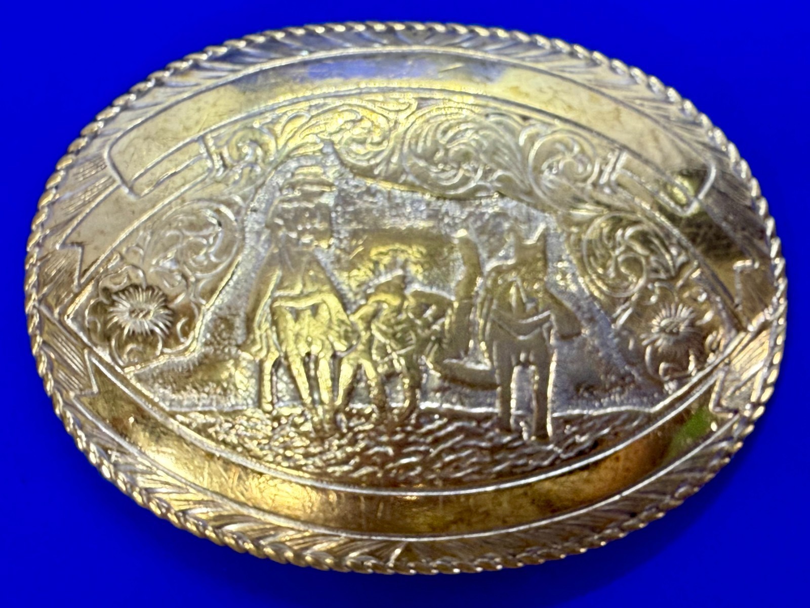 Team Ropers Rodeo Cowboy Rancher Roping Calf Blank Trophy Award Belt Buckle