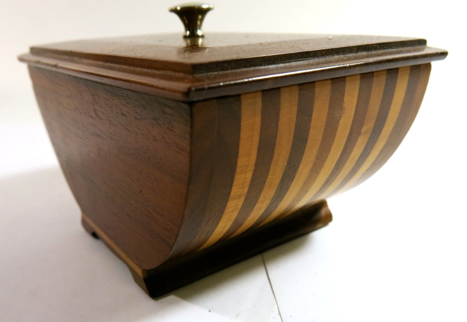 Vintage Solid Walnut & Birch Accent Storage Box — Restored