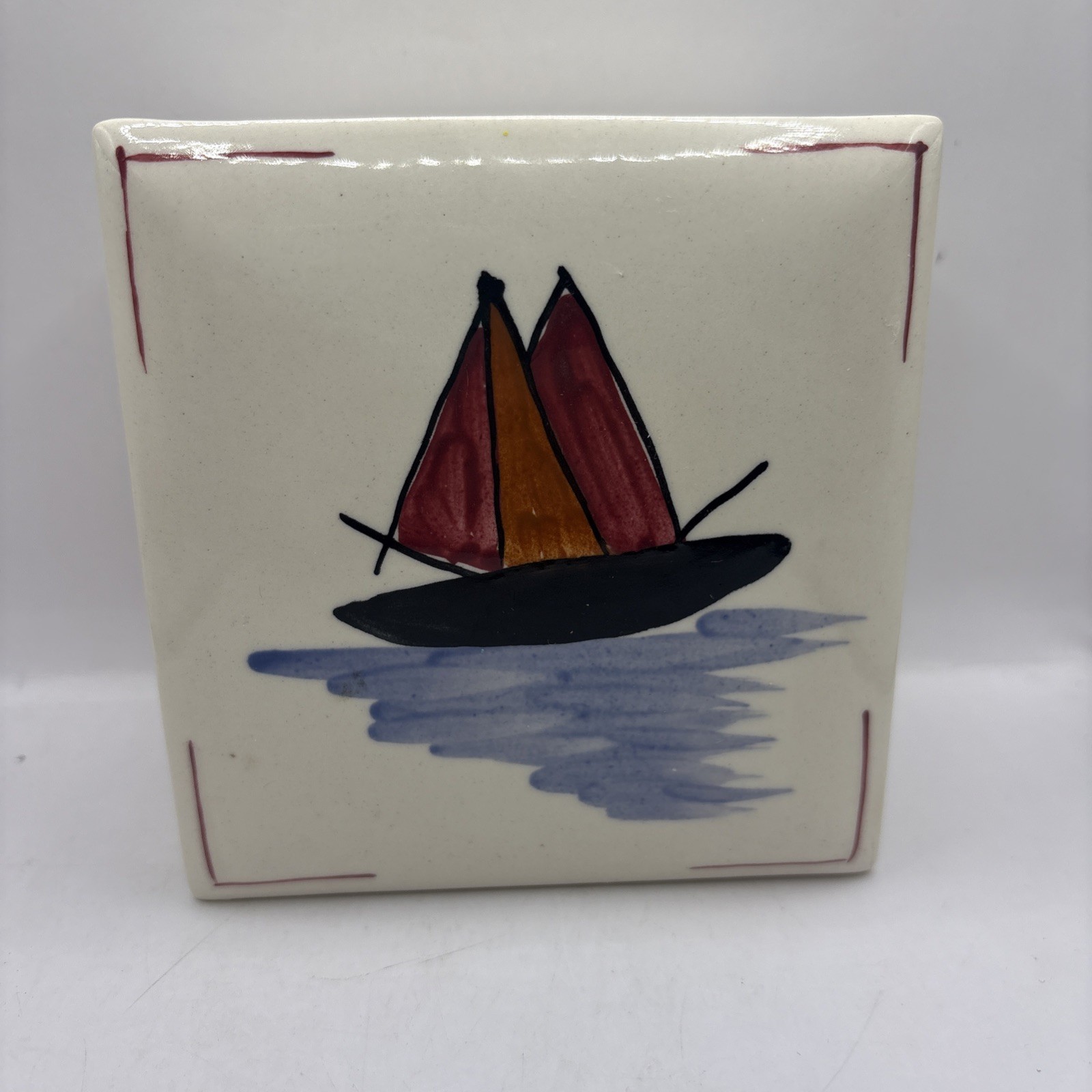 VTG  Southern Potteries Rare Blue Ridge Pottery Mariner Sailboat Trinket BRP158