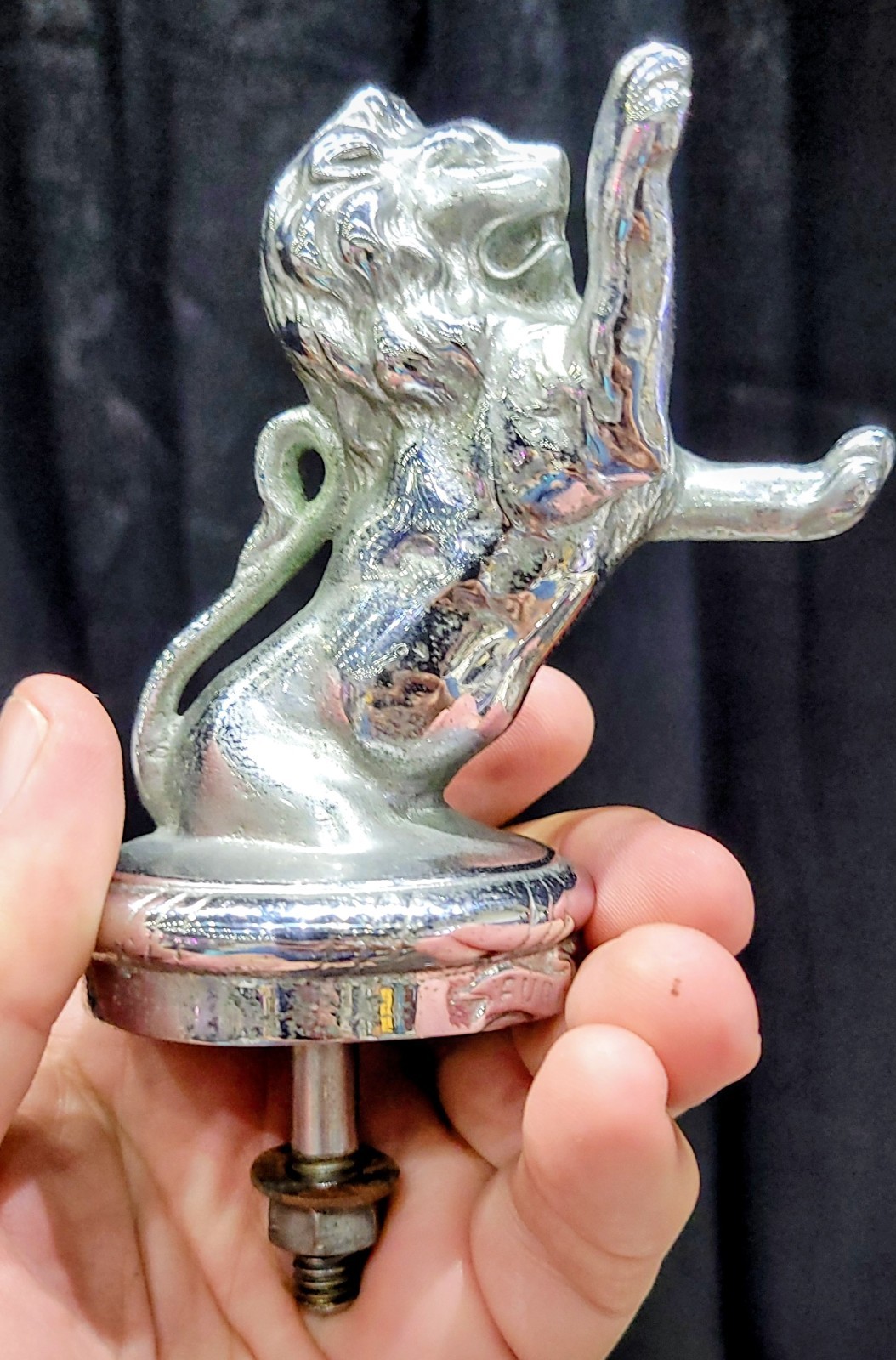 Antique Franklin Hood Ornament - 1924 Aura Vincit - Roaring Lion Mascot