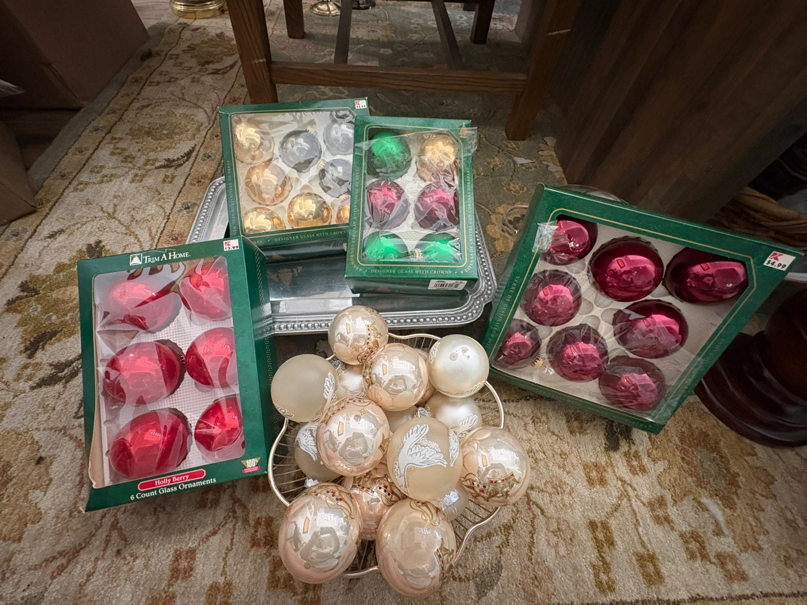 44 Vintage Krebs & Rauch Glass Christmas Ornaments- Solids/Dove/3 Kings 