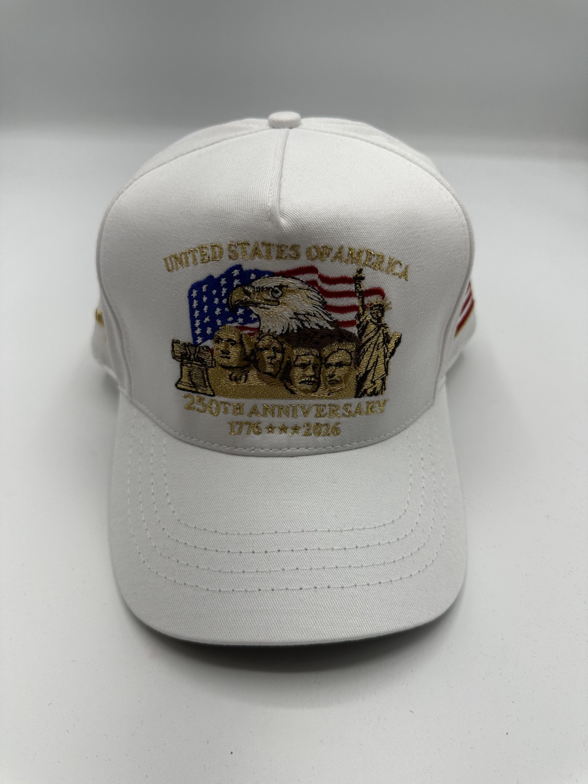 Authentic Cali Fame Donald Trump 45-47 250th Anniversary White Trucker Hat
