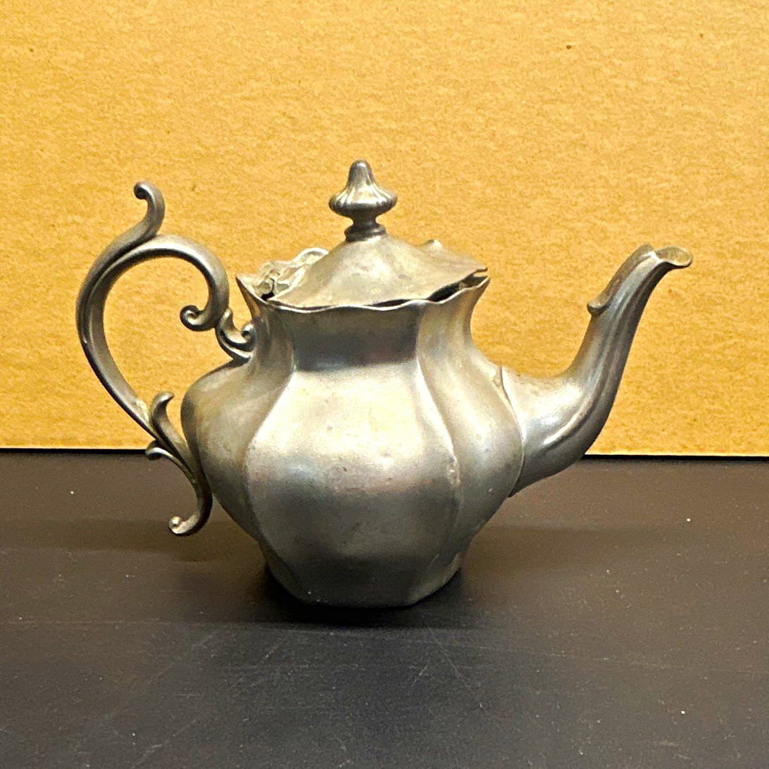 Antique Reed & Barton Pewter Teapot No. 15 Paneled Britannia Metal c. 1840s