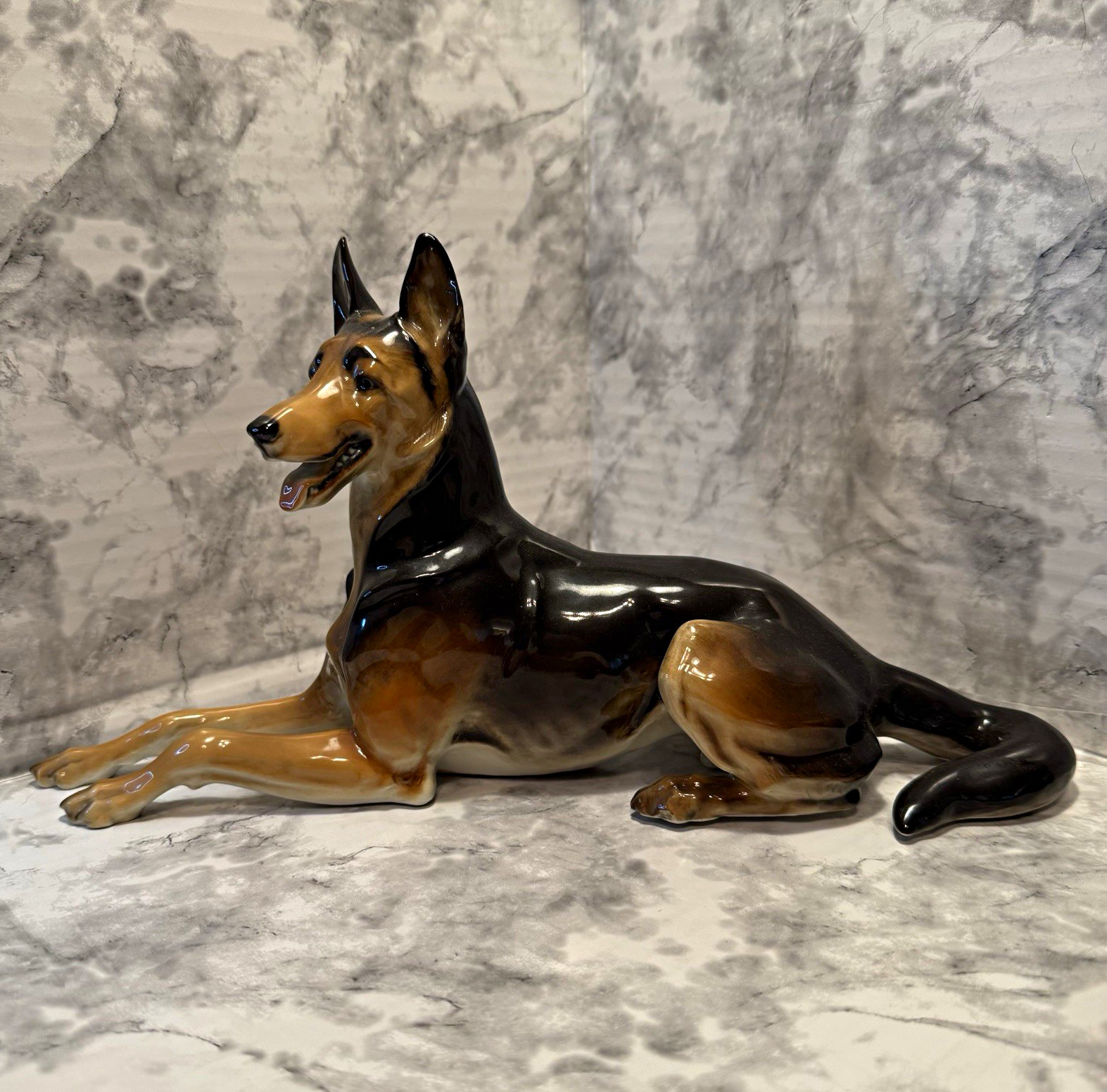 Vintage Hutschenreuther Selb Porcelain MCM German Shepherd Dog Figurine 13” size