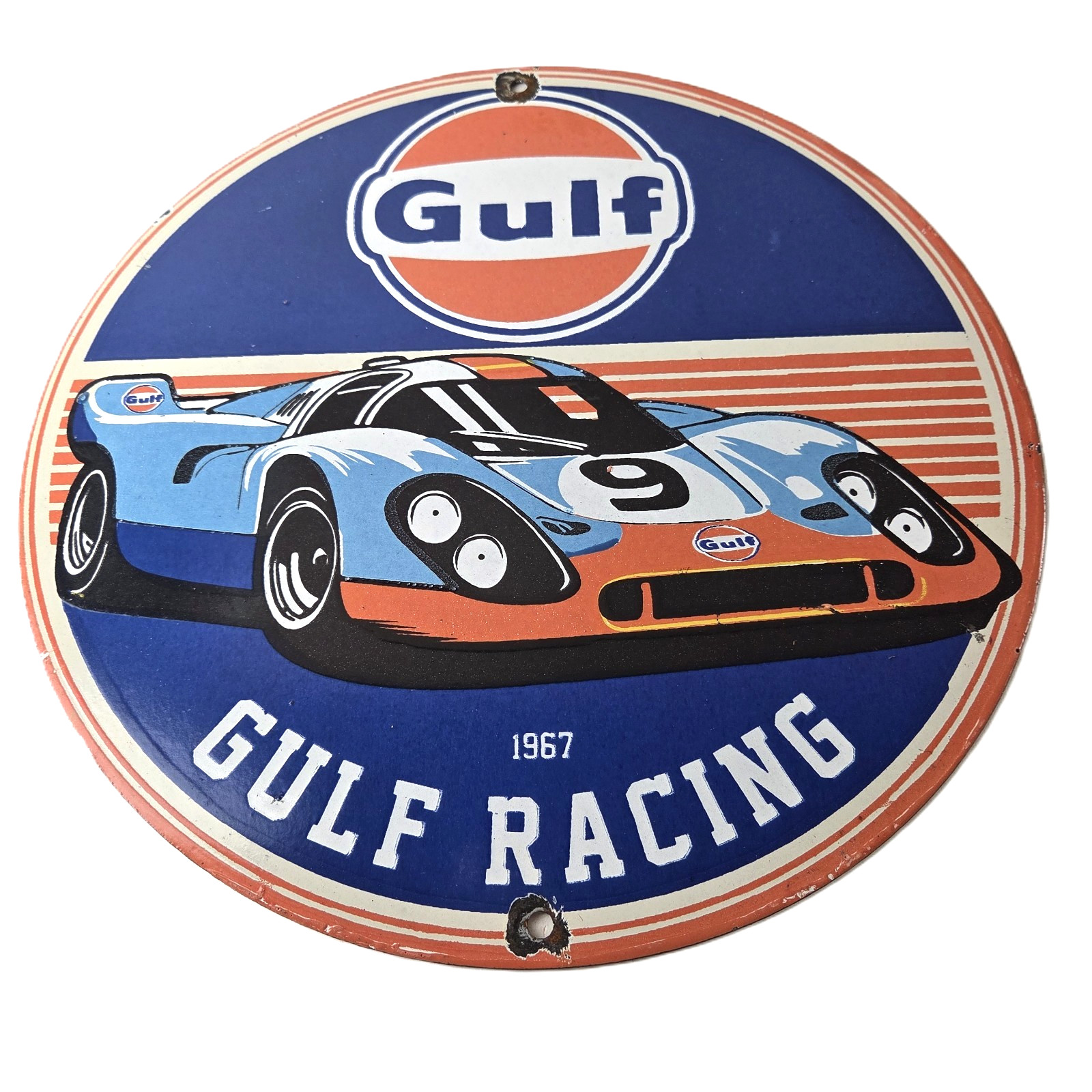 Vintage Gulf Gasoline Sign - Racing Service Station Gas Pump Automobile Sign