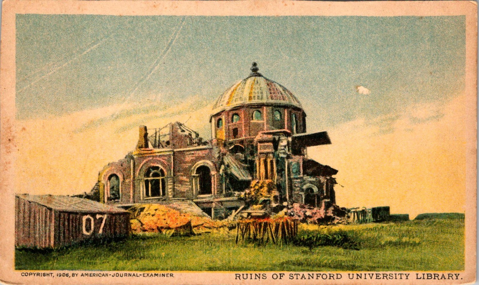 Stanford University Library Ruins 1906 Earthquake Undivided Back Postcard