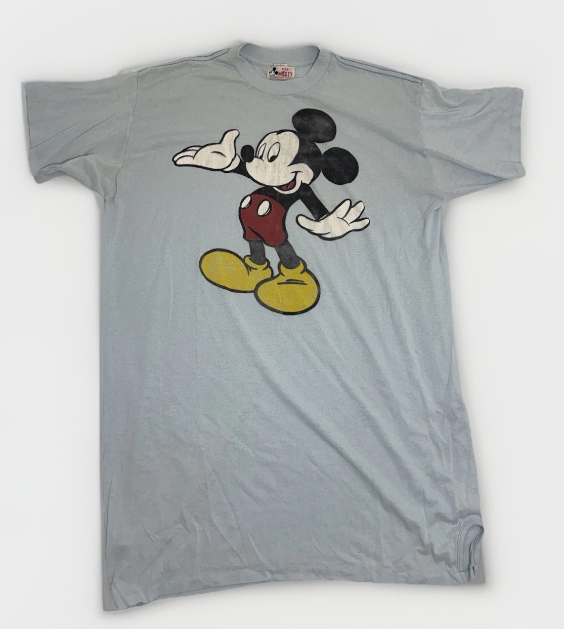 VTG Disney Club Mickey Shirt Adult Oversize Tee OS Blue Made USA Single Stitch