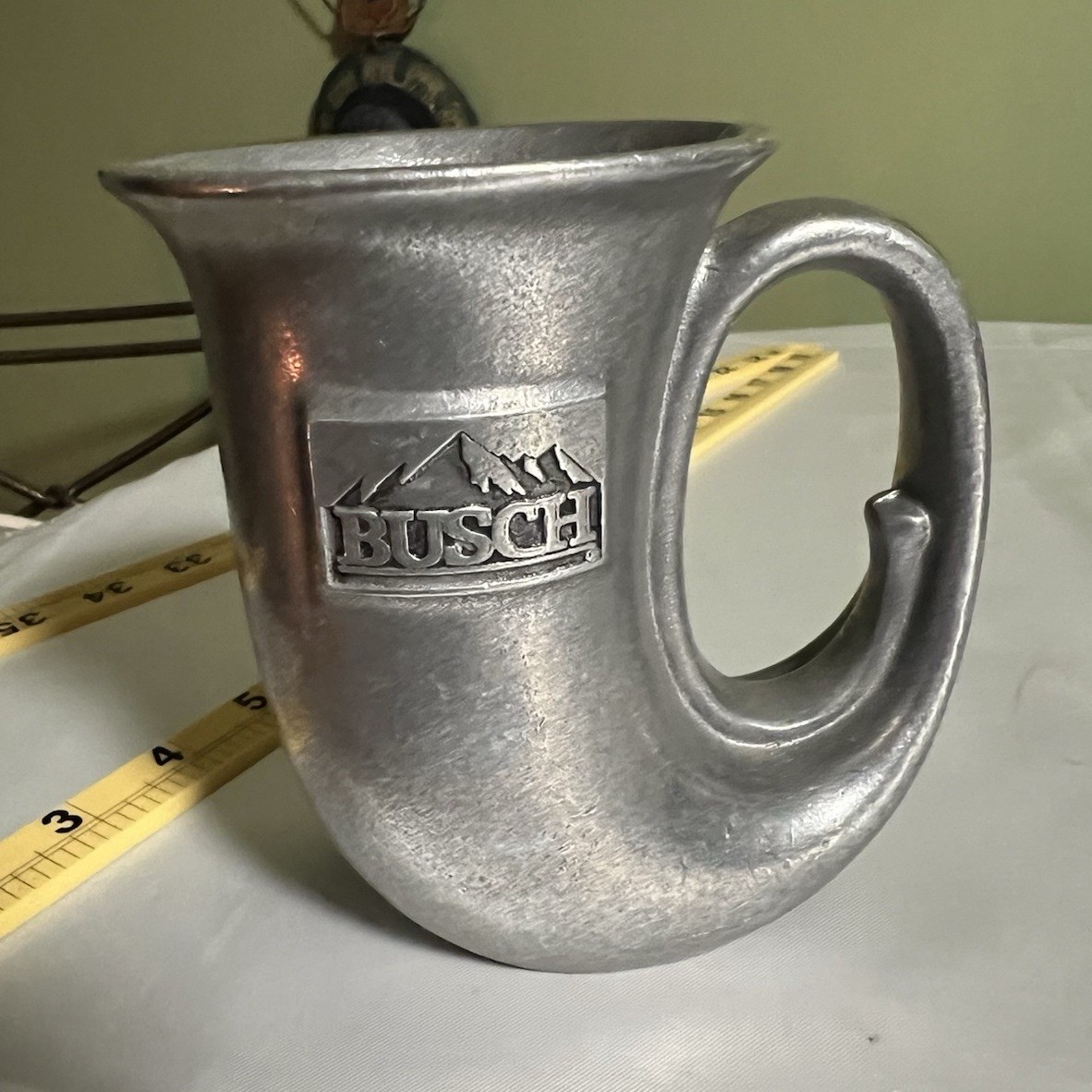 Vintage Wilton Armetale Busch Beer Pewter Horn Mug Tankard 35032 RWP Brewery Vtg