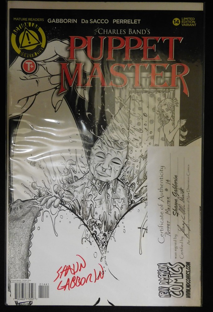PUPPET MASTER 14 D ACTION LAB HORROR FILM COMIC SIGNED SHAWN GABBORIN 2016 VF/NM