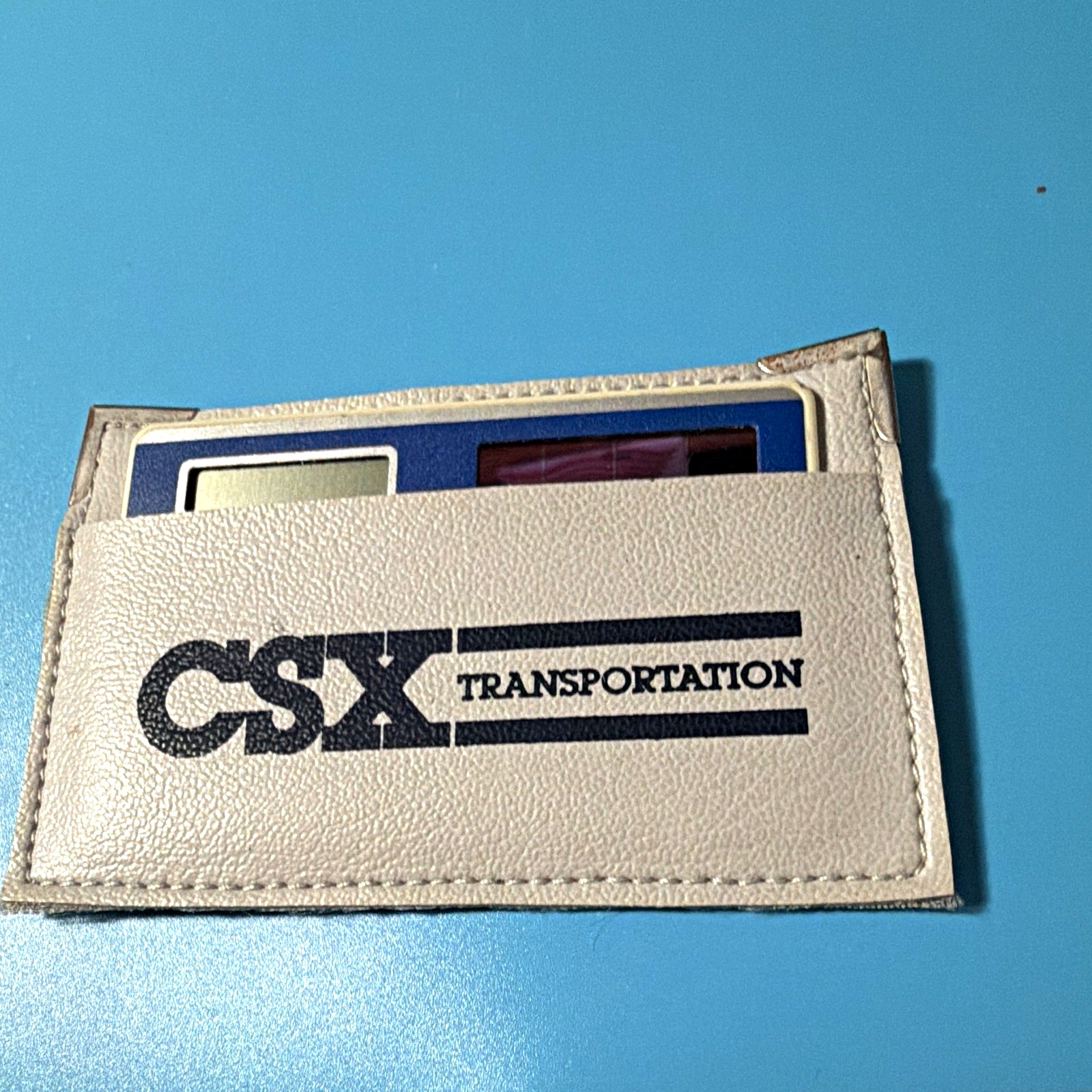 CSX Railroad Logo Faux Leather Beige  Calculator holder