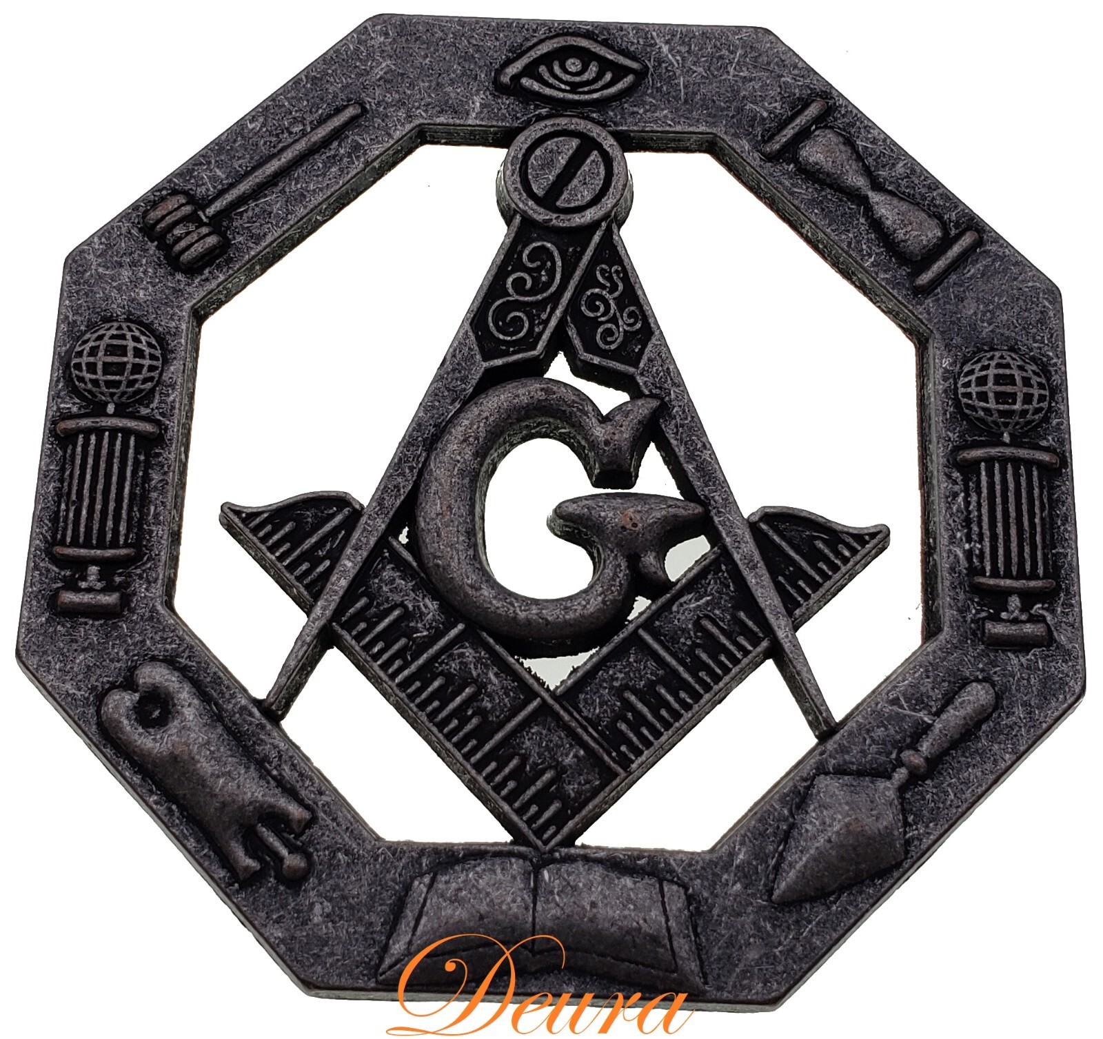 Masonic Master Mason Square & Compass Oxidized Car Auto Emblem 3