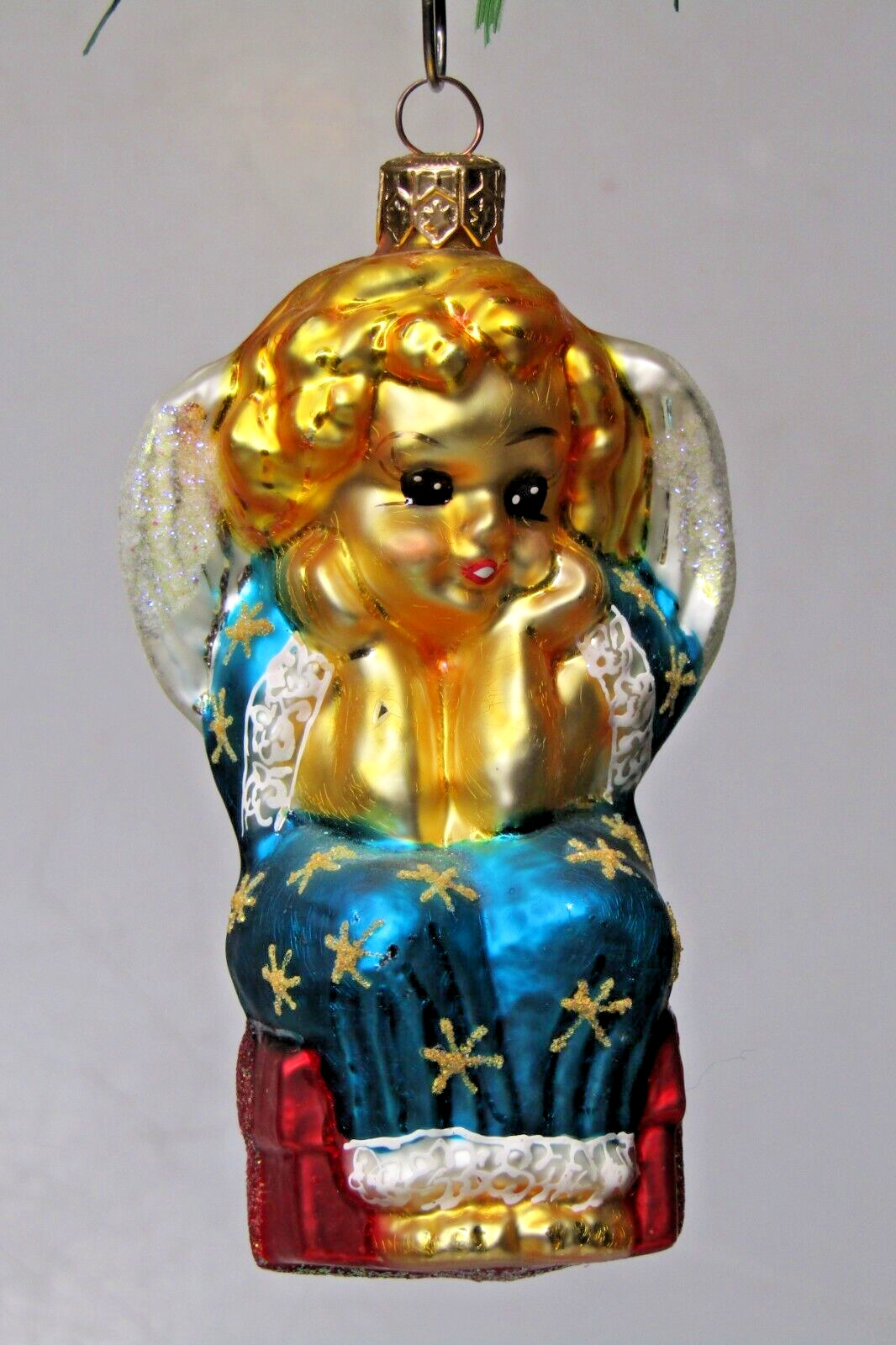 Retired 1997 Christopher Radko Lil Miss Angel Glass Christmas Ornament