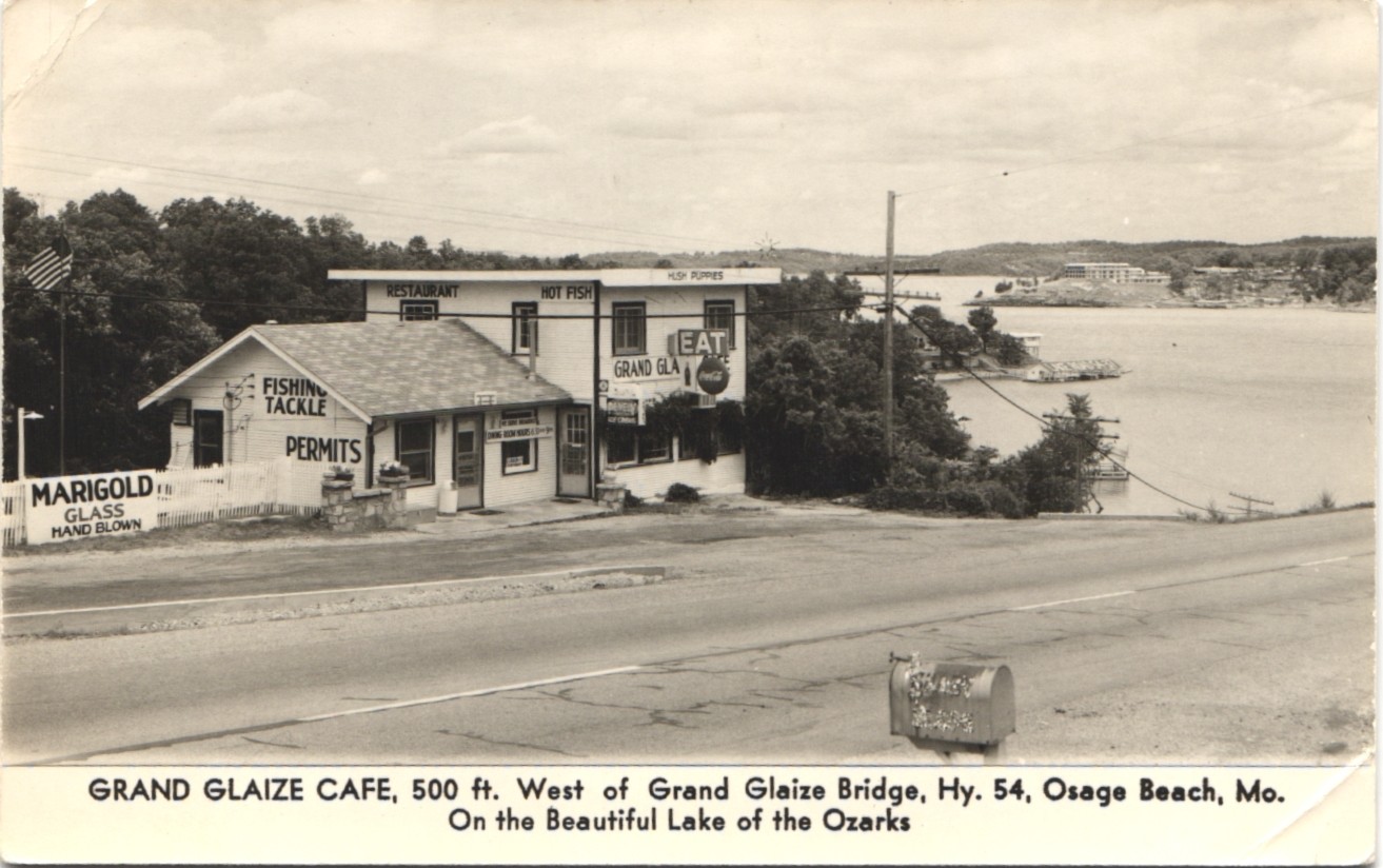 GRAND GLAIZE CAFE osage beach mo. real photo postcard rppc. missouri diner