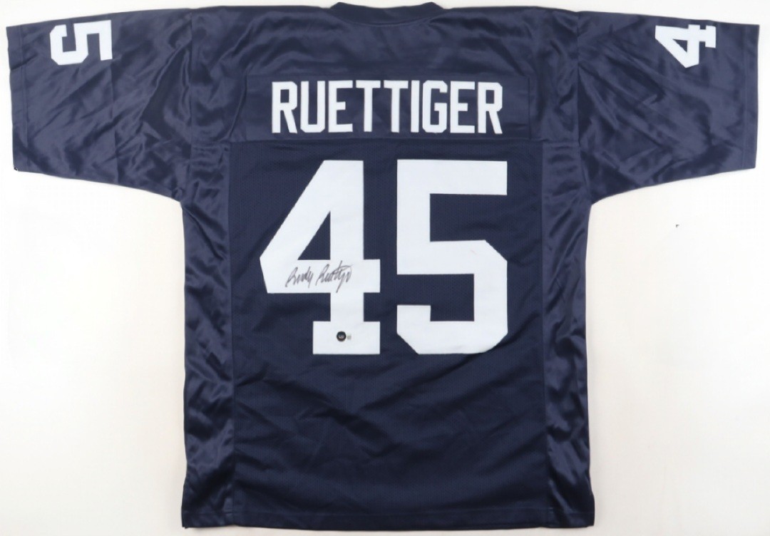 Rudy Ruettiger Autographed Notre Dame (Navy Blue #45) Custom Jersey - JSA