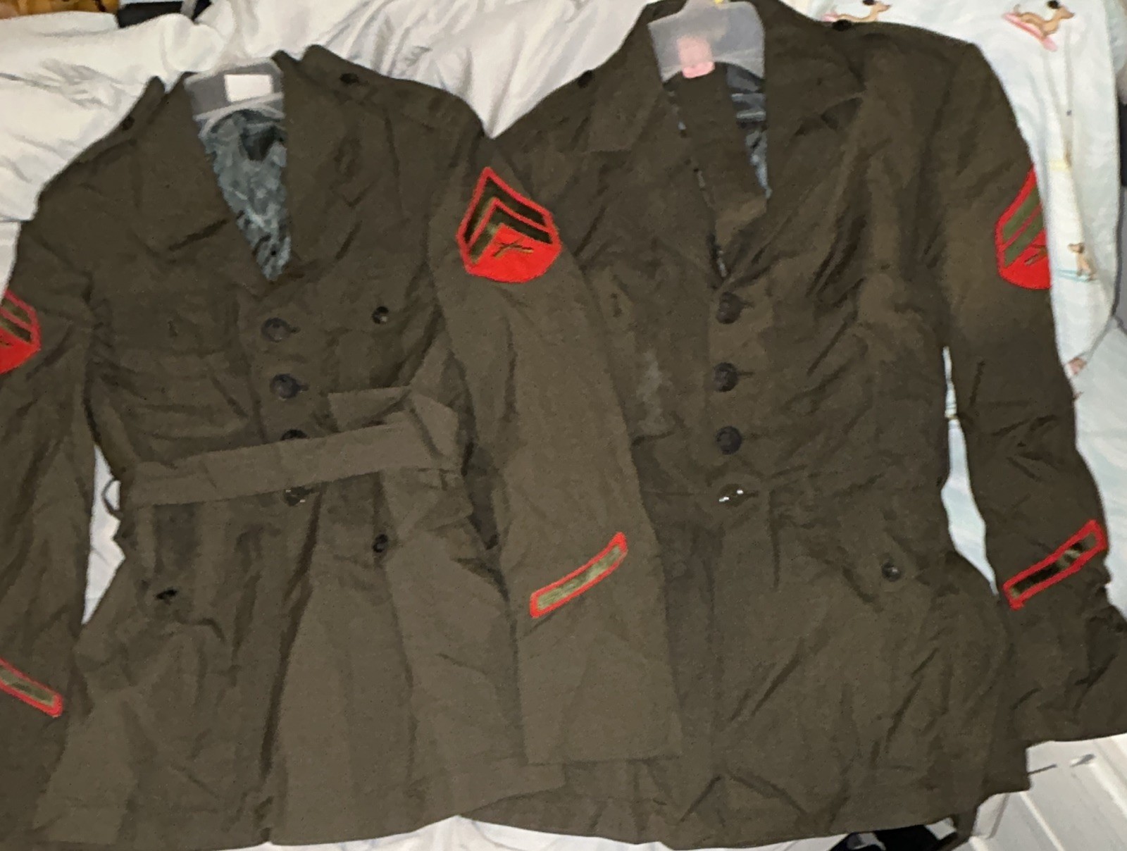 2-Vintage Military Uniform Dress Coat Jacket 37S Olive Drab NSN 8405-00-606-6048