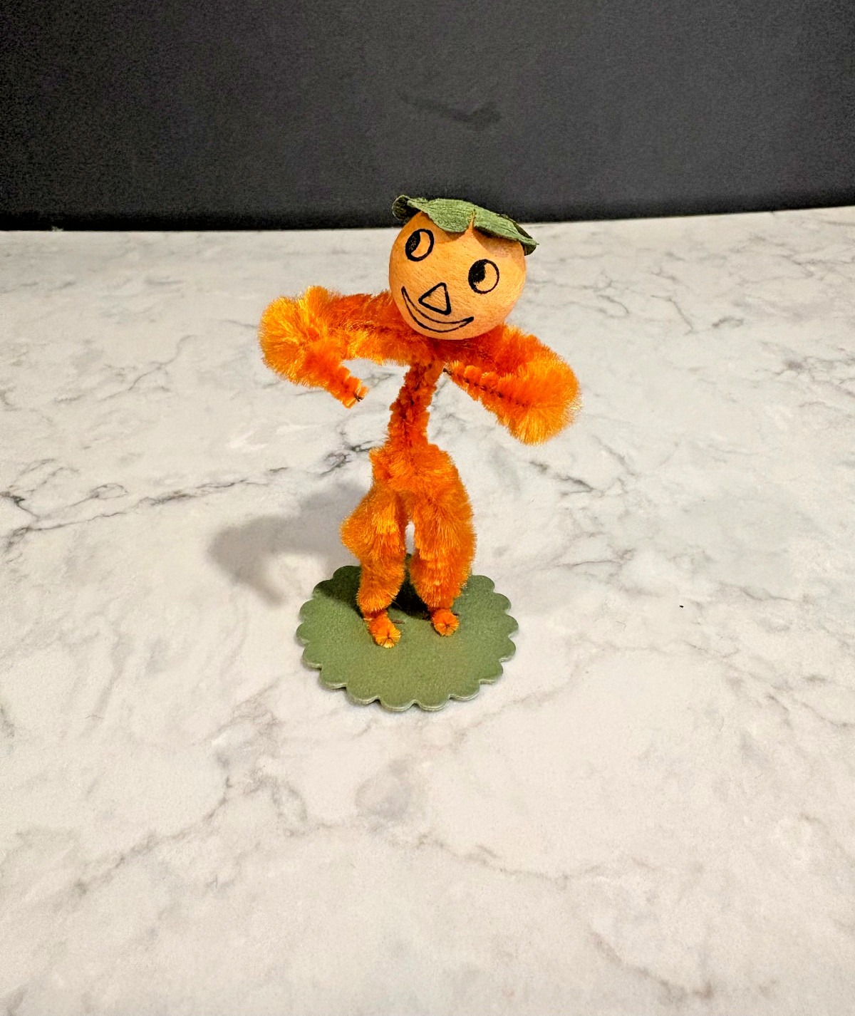Vintage 1940s/50s Halloween Chenille Pipe Cleaner Jack O' Lantern Figure: Japan