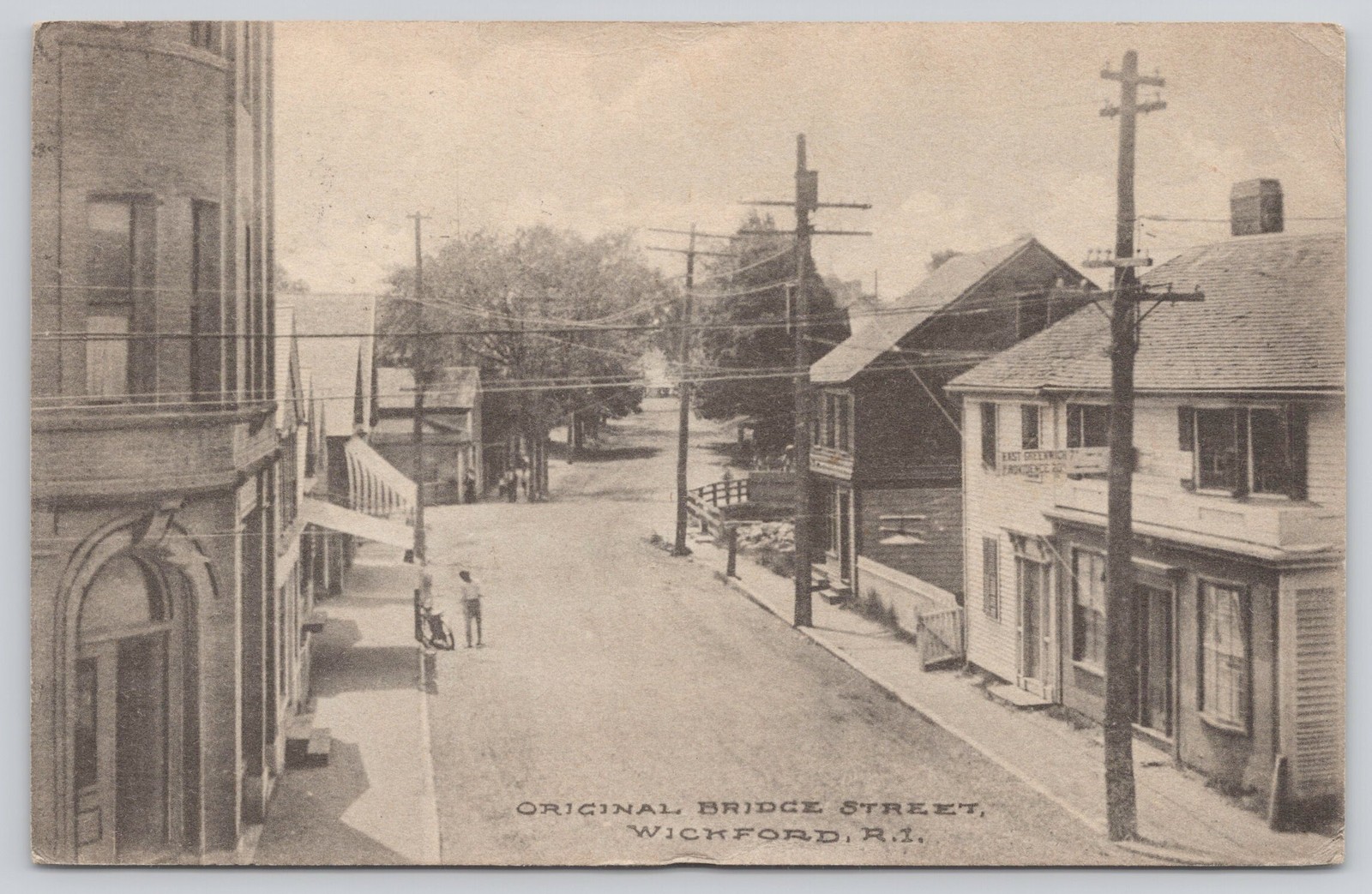 Original Bridge Street Wickford RI Postcard c1912 Divided Back E.E. Young