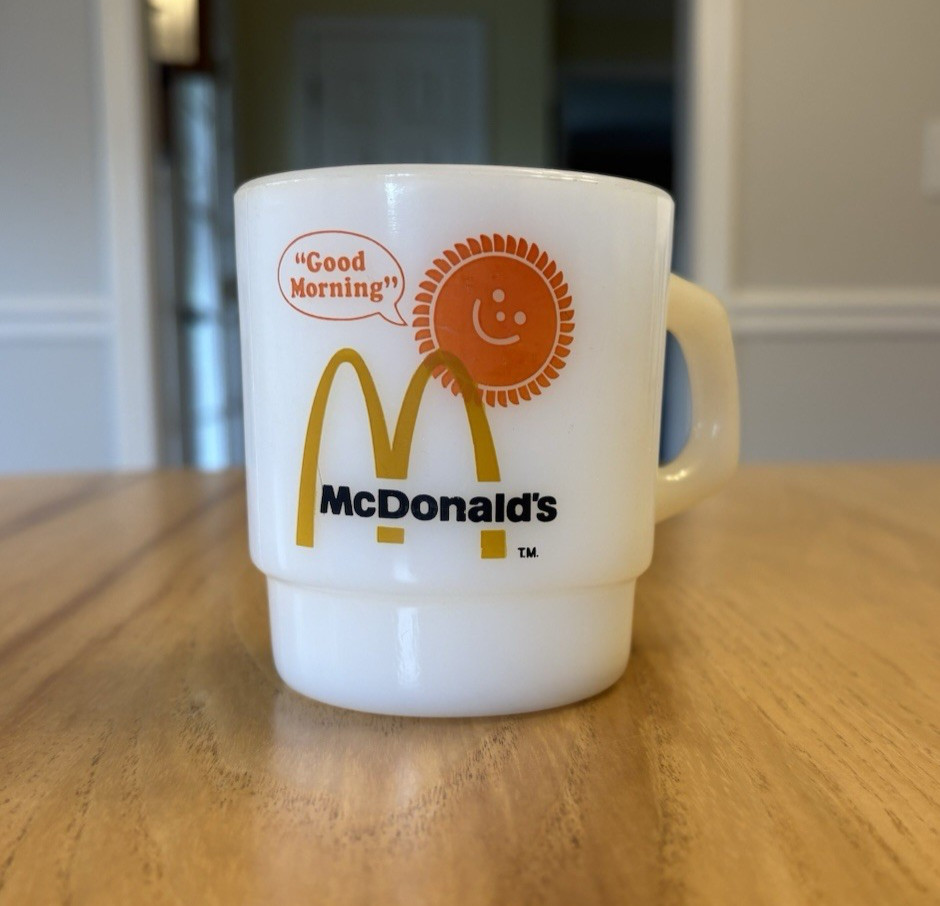 Fire-King McDonald\'s Good Morning Coffee Mug Anchor Hocking Vintage Milk Glass