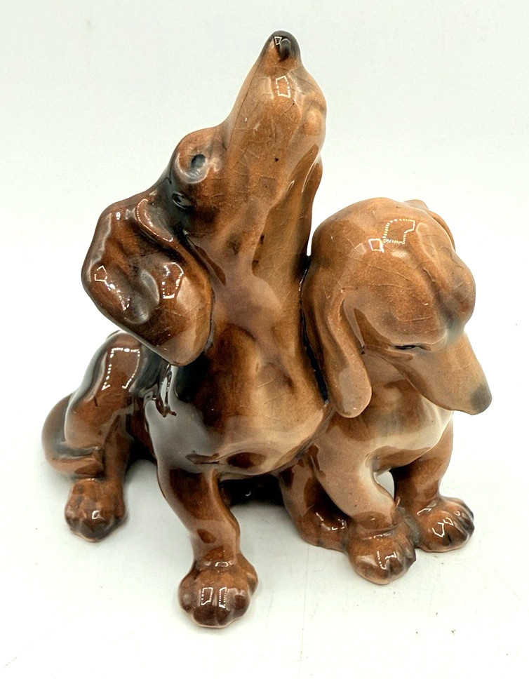 Vtg BING & GRONDAHL Denmark Dachshund Dog Pair Figurine Small 5