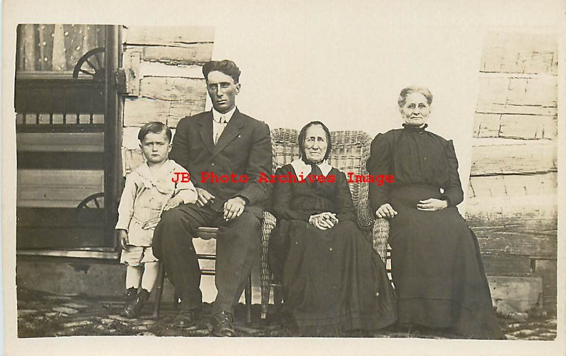 Unknown Location, RPPC, Family Group Pose, Multiple Generations