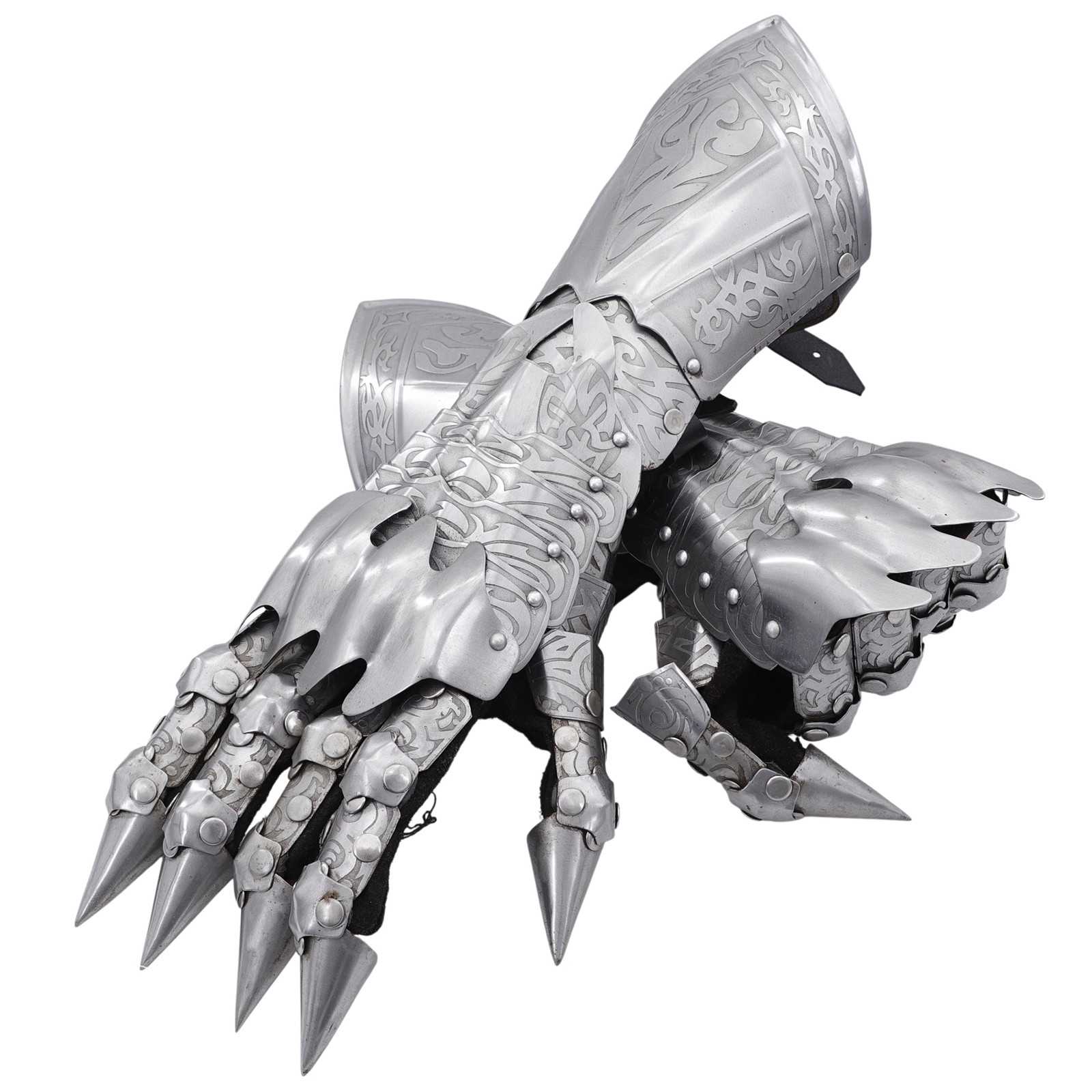 Dragon Claw Fantasy Gauntlets - Pair Articulated Gothic Steel Armor Gloves 19.5