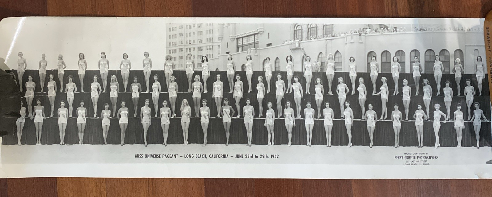 Vintage 1952 Miss Universe Pageant Panoramic Photo Long Beach CA First Ever