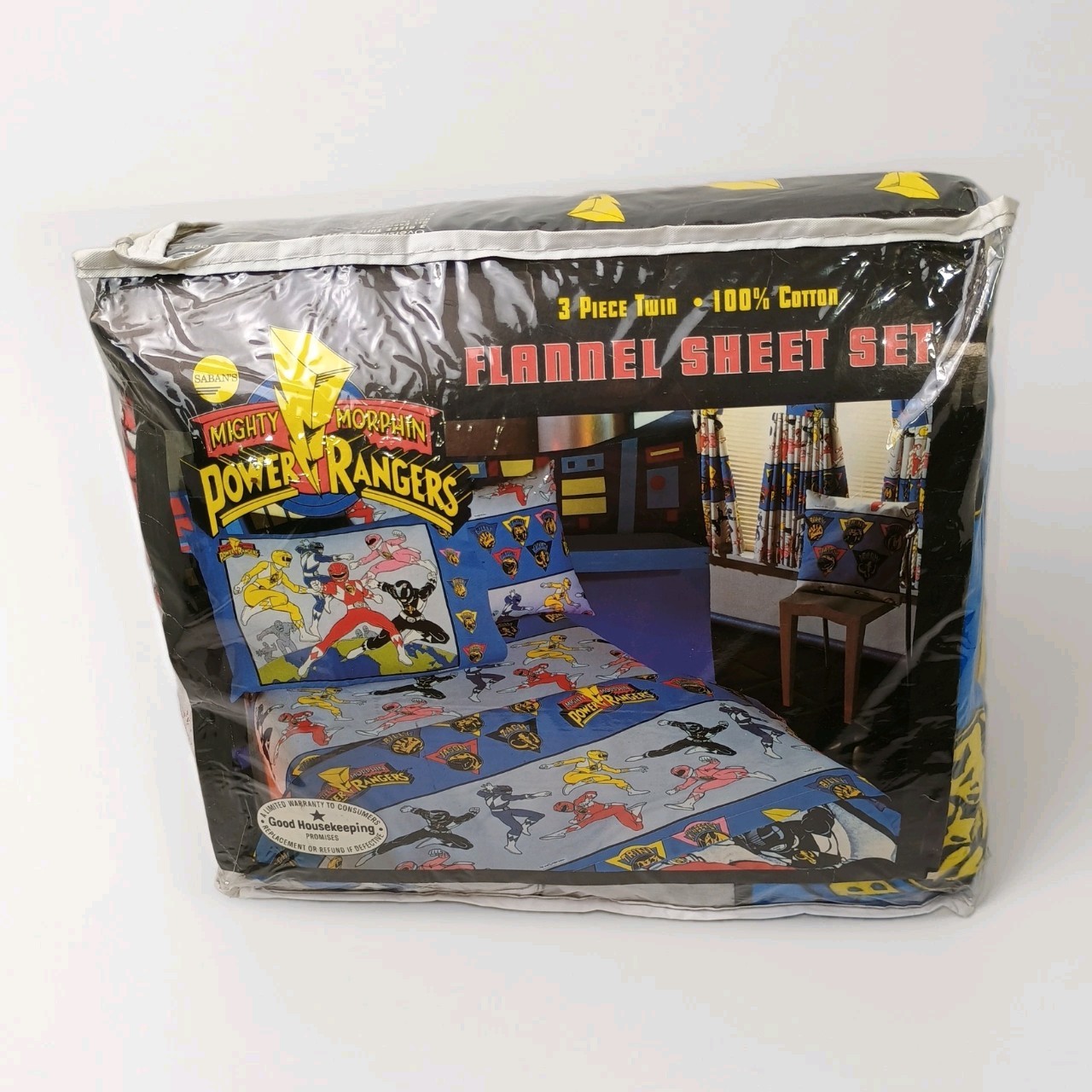 1994 Mighty Morphin Power Rangers Twin Flannel Sheet Bed Set Saban New Vintage