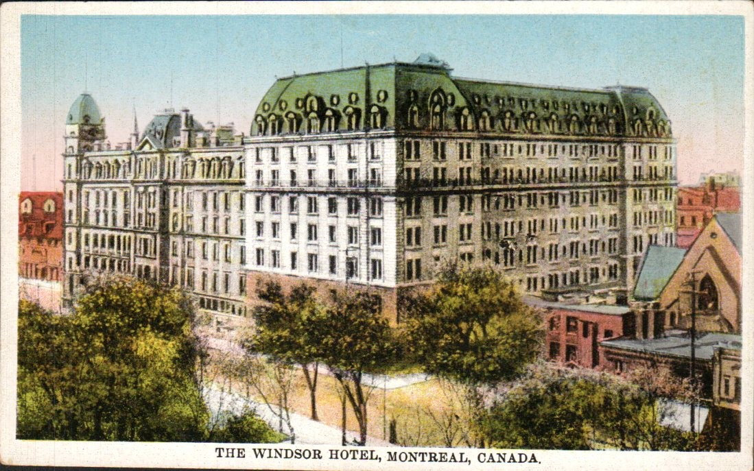 Montreal - Windsor Hotel from Dominion Square - Antique Postcard - c1925