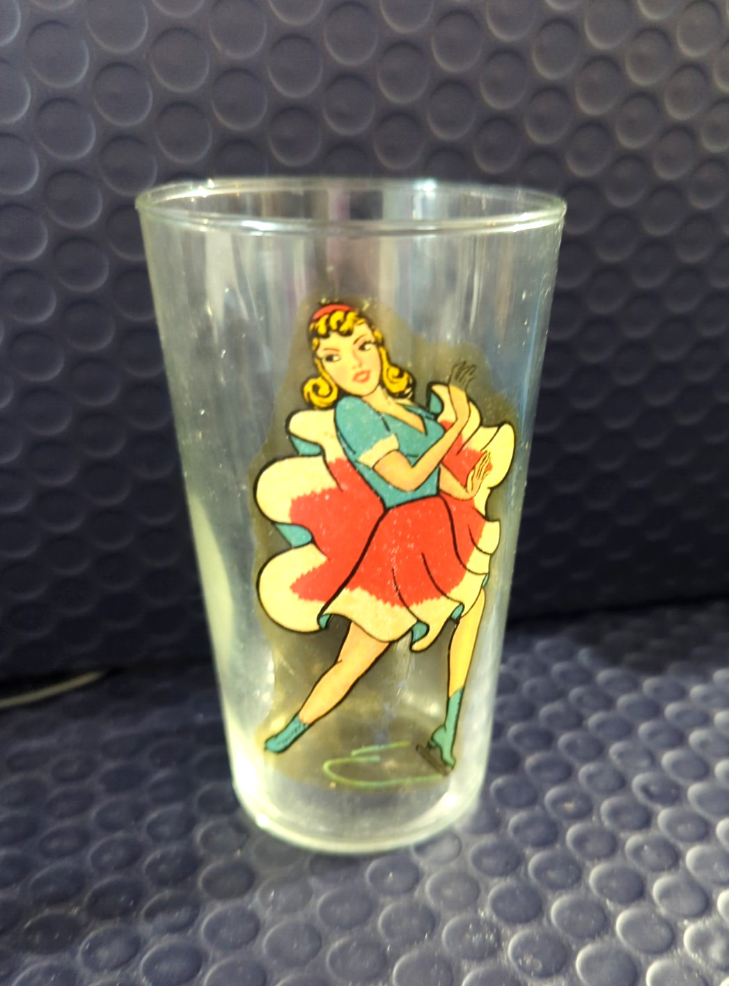 Vintage Antique 40s Pinup Dress Girl Peek-A-Boo Risque Novelty Cocktail Glass