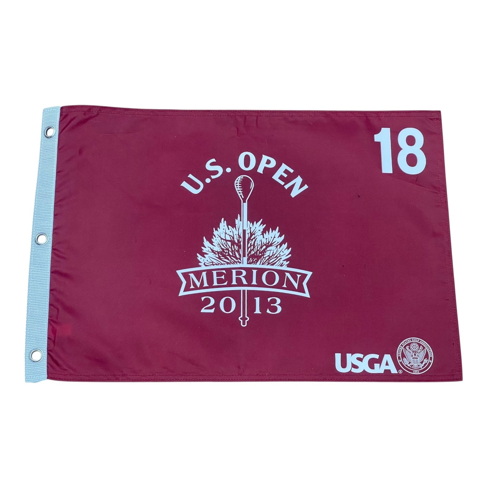 2013 U.S. Open Merion (Red) Unsigned Golf Pin Flag - Justin Rose Champion