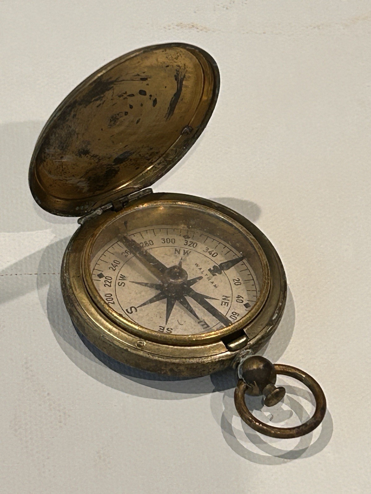 U.S. Military Pocket Compass Waltham WWI Era Antique Army Brass US Stamped