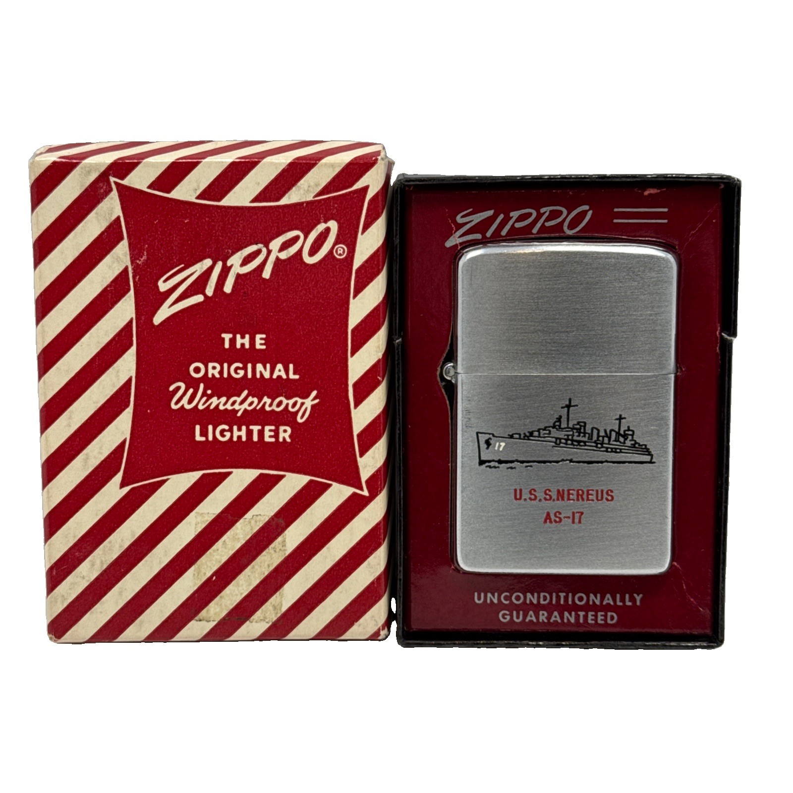 Zippo 1940'S 50'S Pat 2032695 USS Nereus AS-17 Vintage Zippo Lighter VG