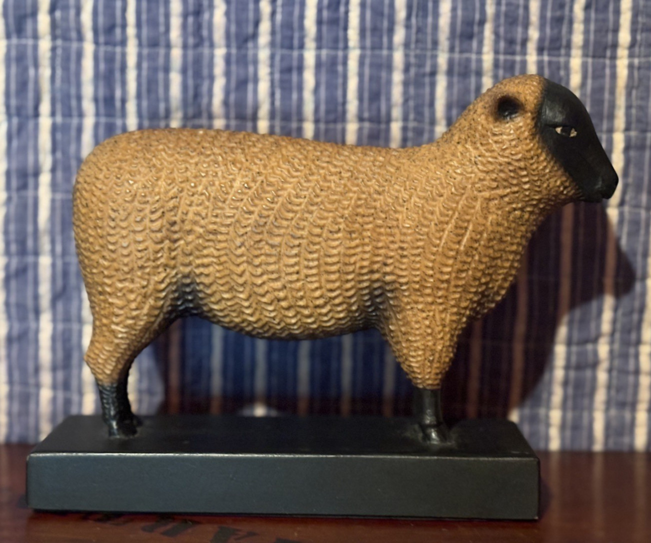 Large Vintage High Quality Decor Folk Art Pastoral Black Face Sheep on Stand