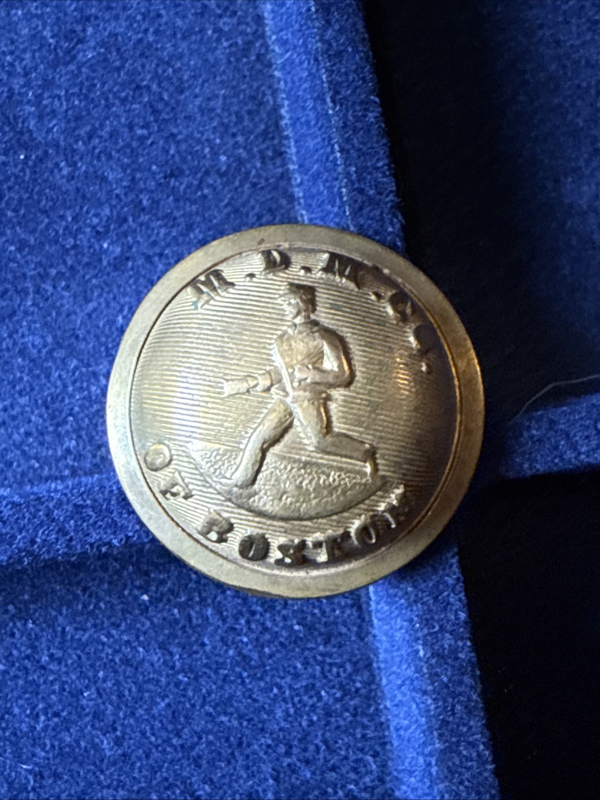 Antique M.D.M. Co of Boston Messenger Uniform Button Oak Hall Clothing Gilt