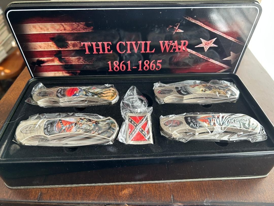 Rare 1861-1865 The Civil War Commemorative Knife Set- Keychain. Confederate set