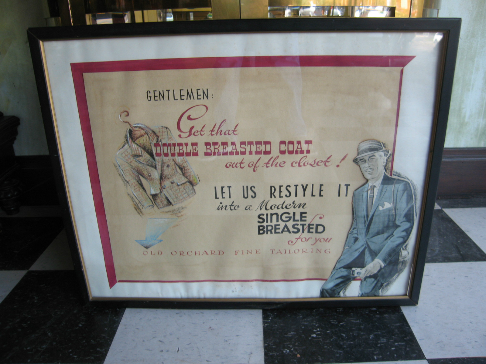 Vintage Old Orchard Fine Tailoring Advertising Sign