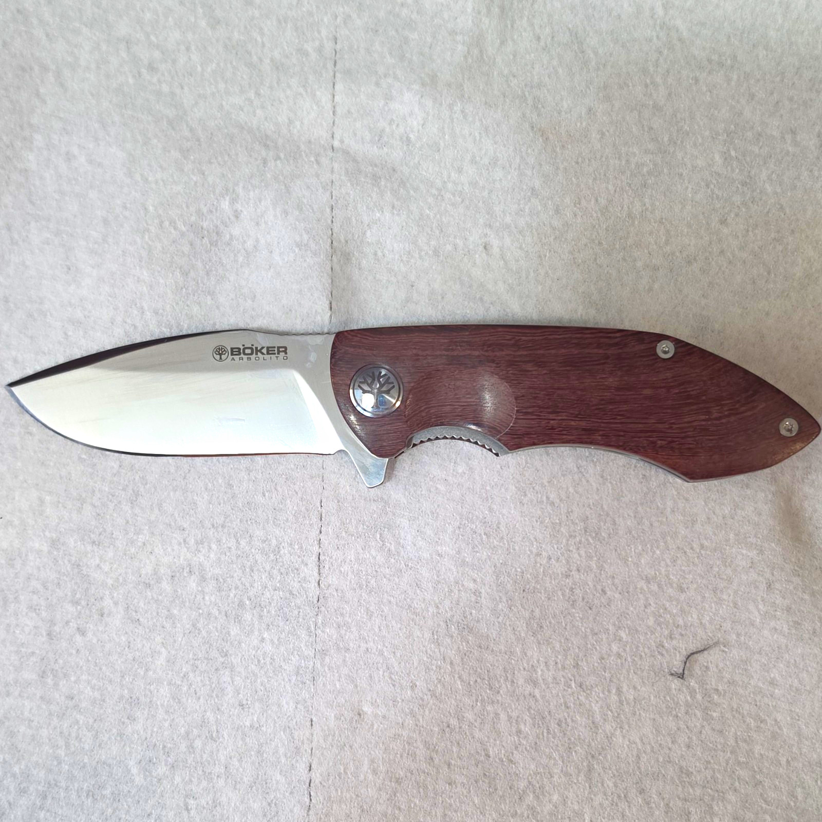 Böker Plus Anso II Pocketknife Wood Handle SS Drop Point Liner Lock Clip