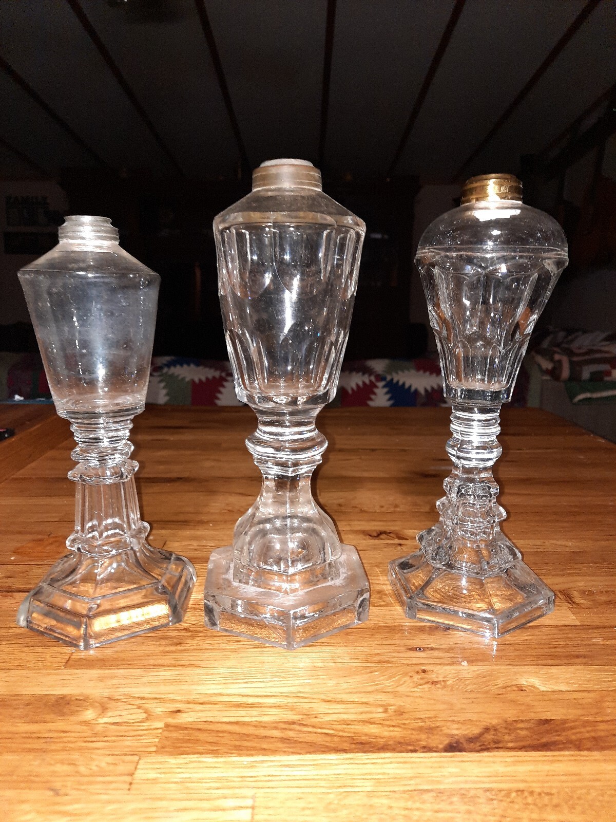 Lot Of Early primitive 1800s rare ANTIQUE  BOSTON SANDWICH GLASS WHALE OIL LAMP