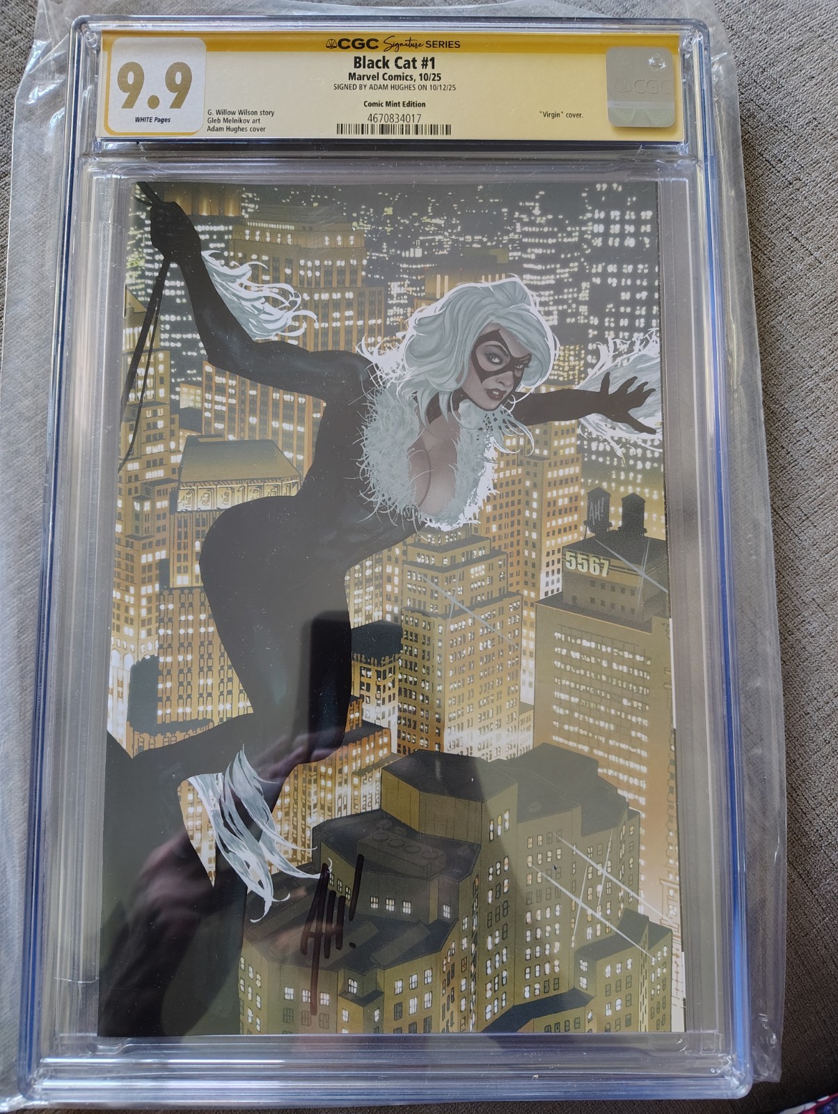 BLACK CAT #1 CGC SS 9.9 Signed Adam Hughes Virgin Variant Cover Ltd To 500 RARE