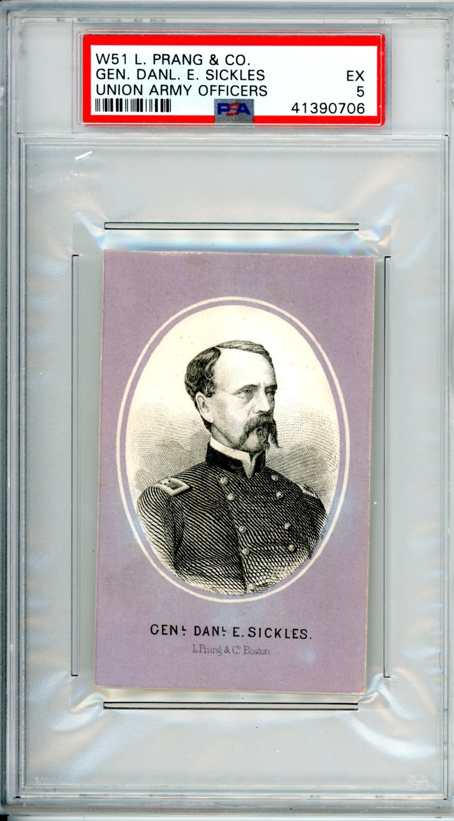 w50 w51 Prang & Co 1860\'s Prominent Characters / Union Dan Sickles PSA 5