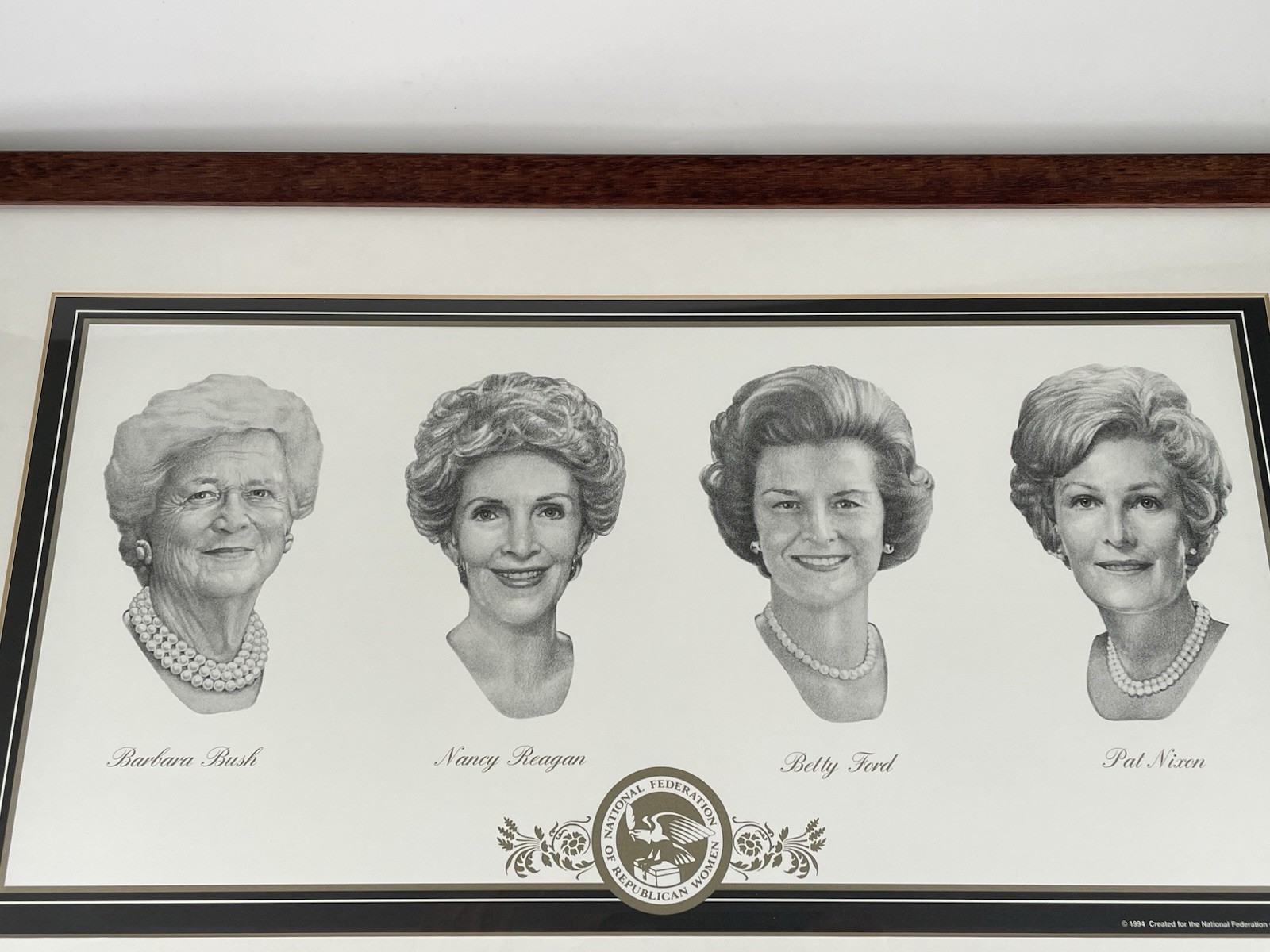Republican First Ladies Portraits Lithograph Formal Engraved Framed 1994 Limited