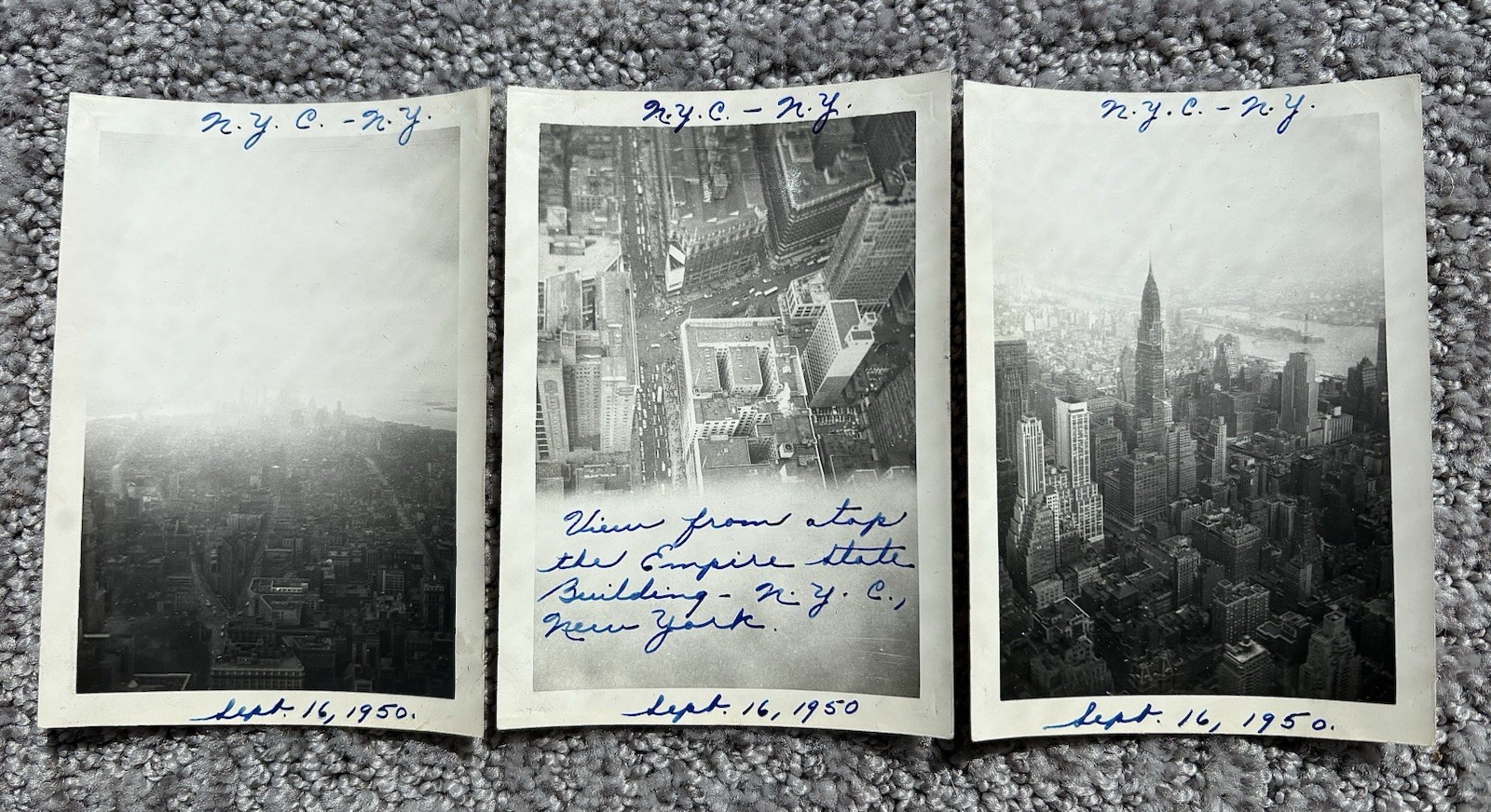 Vintage photographs lot of 3 1950 NYC skyline aerial Empire State Building