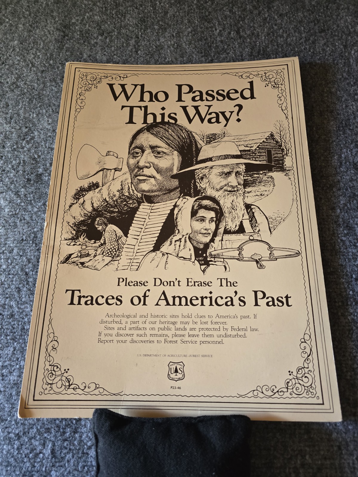 Vintage US FOREST SERVICE 1980s Poster Who Passed This Way 16 x 11.5 Inches