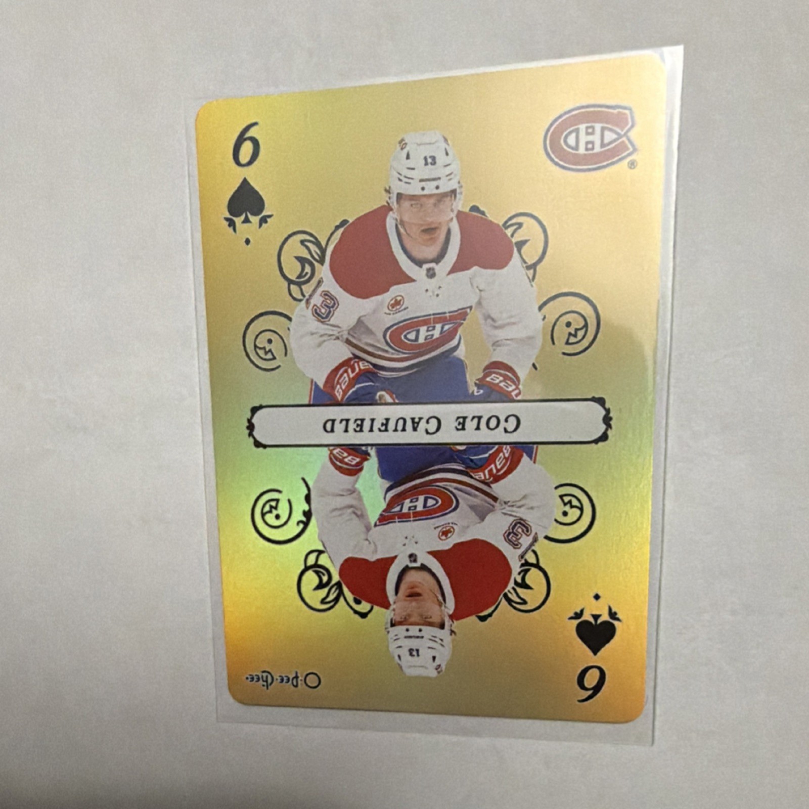 25/26 O-Pee-Chee Montreal Canadiens Cole Caufield Gold 6 of Spades  
