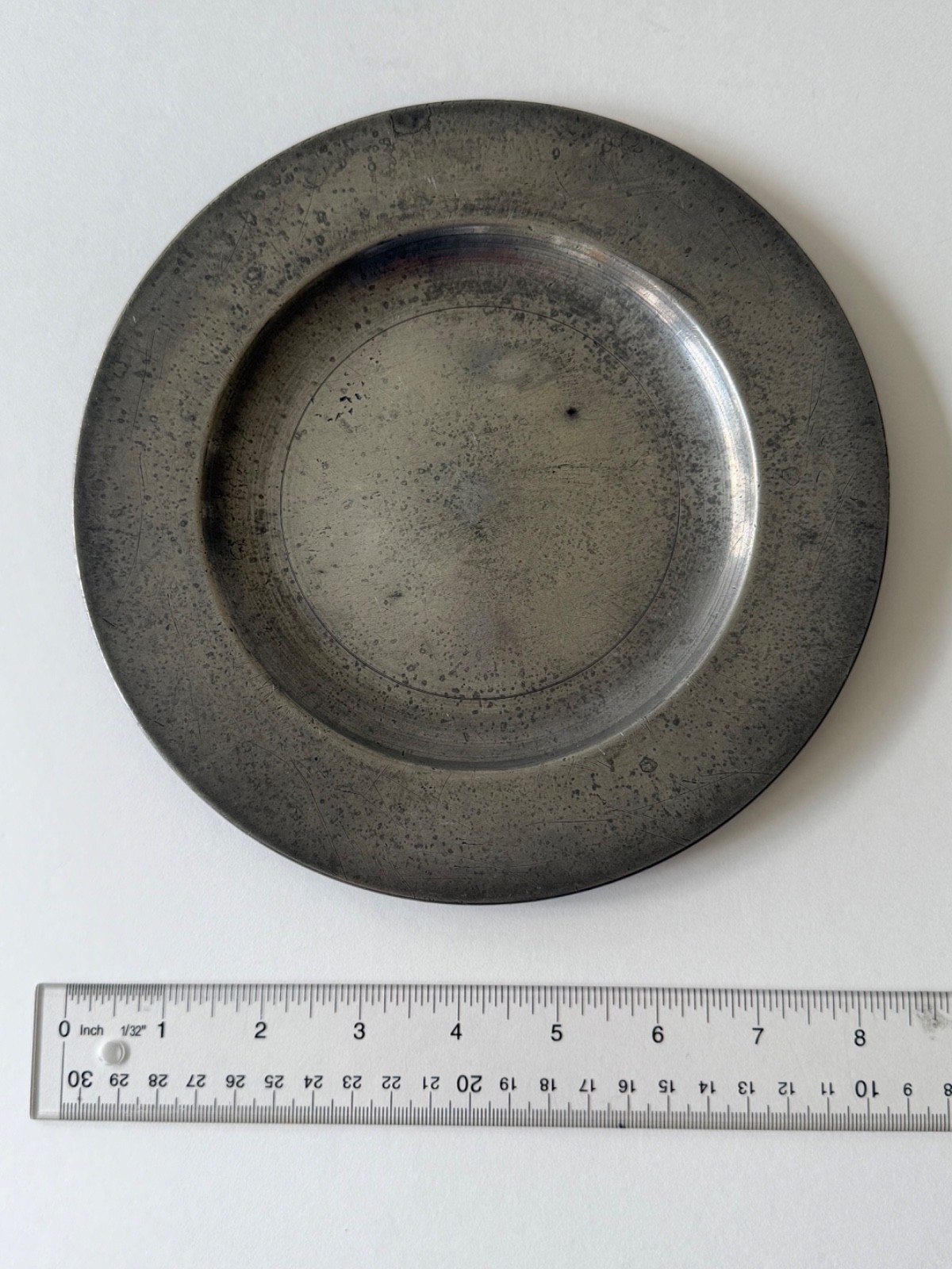 Antique / Vintage English Pewter Plate / Dish / Charger