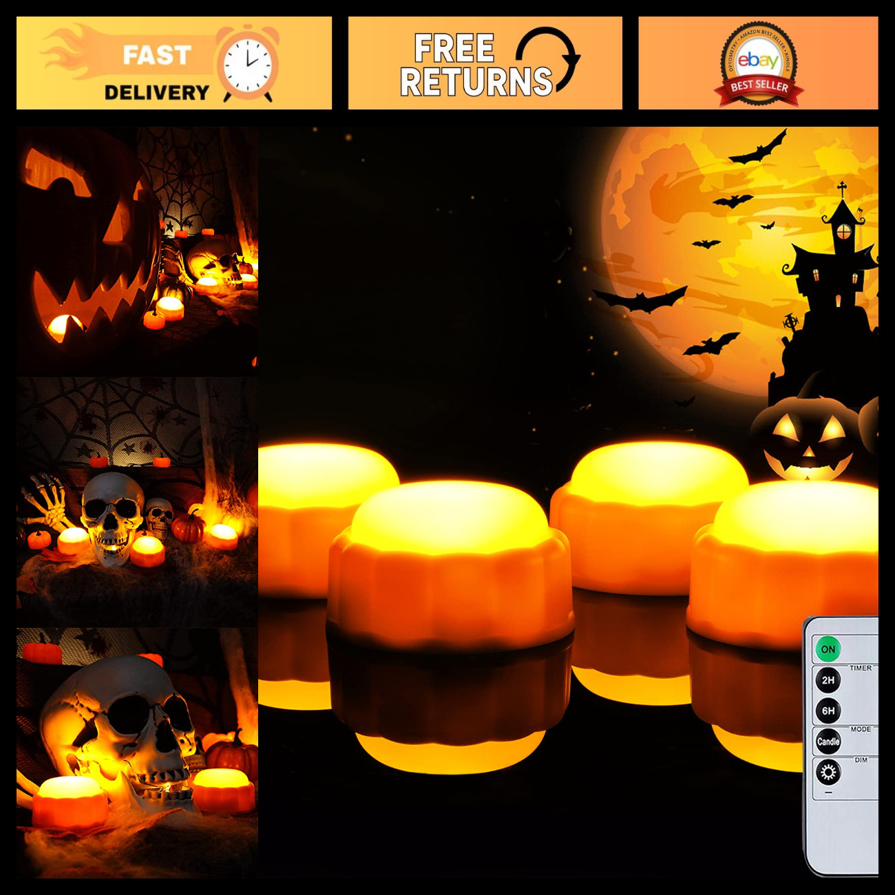 Homemory Halloween Bright LED Pumpkin Lights with Remote Control and Timers,Jack